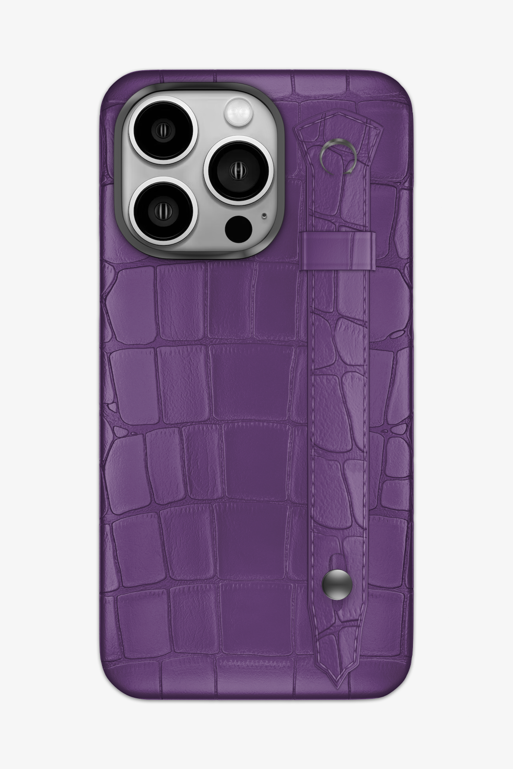 Purple Alligator Strap Case for iPhone 14 Series - 14 Pro Max / Black Steel / Purple - zollofrance