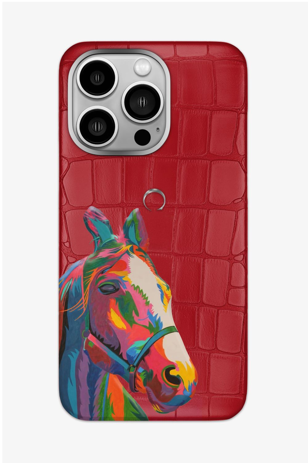 Horse Painting Red Alligator Case for iPhone 15 Series - 15 Pro Max / Stainless Steel - zollofrance