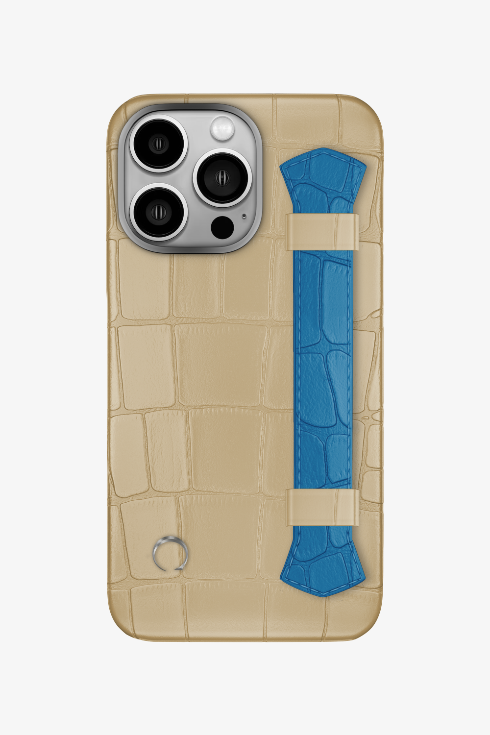 Double Headed Alligator Strap Case for iPhone 14 Pro - Vanilla / Blue Lagoon - zollofrance