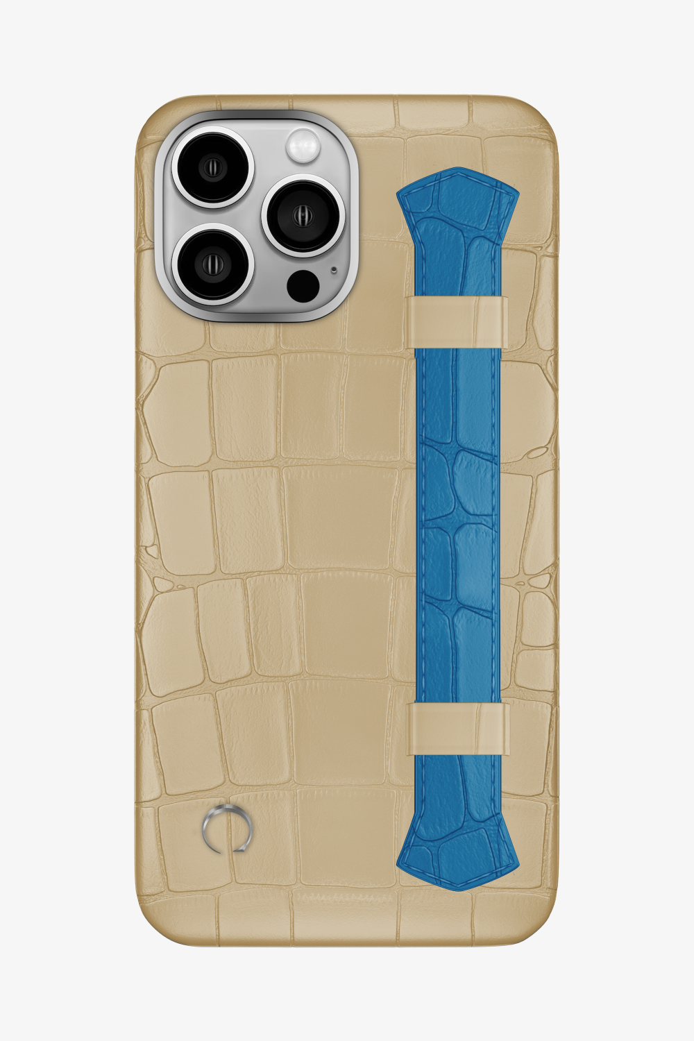 Double Headed Alligator Strap Case for iPhone 14 Pro Max - Vanilla / Blue Lagoon - zollofrance