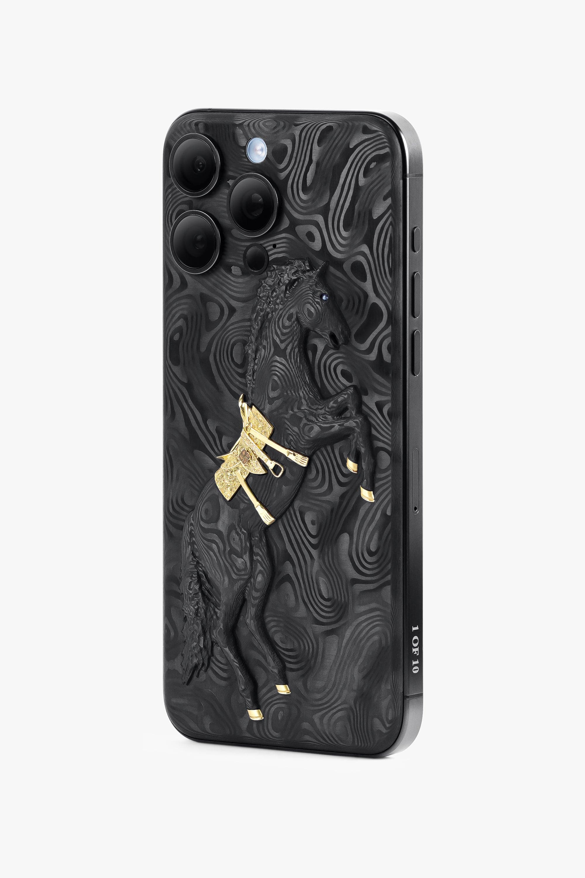 Black Carbon Fiber Arabian Horse iPhone 15 Pro - Black Carbon Fiber Arabian Horse iPhone 15 Pro - zollofrance