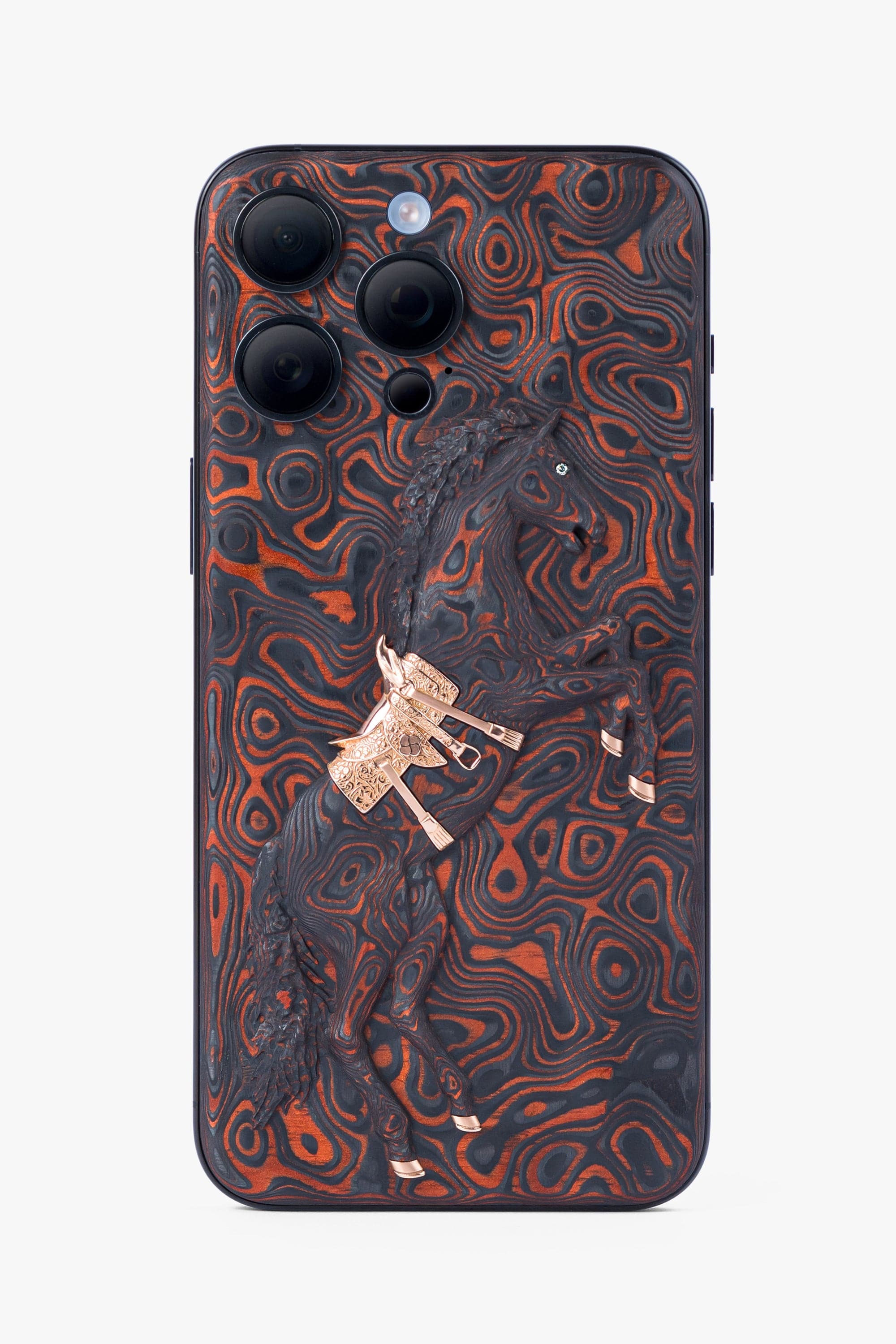 Bronze Carbon Fiber Arabian Horse With Diamond Eye iPhone 15 Pro Max - 1TB - zollofrance