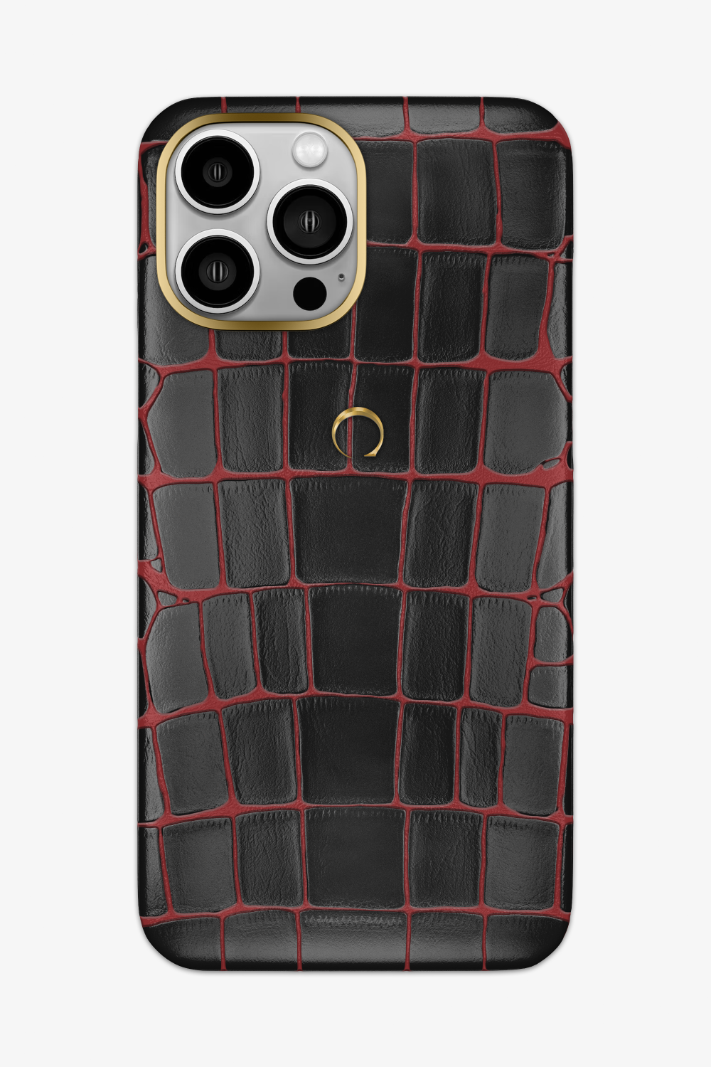 Dual Tone Exotic Alligator Case for iPhone 15 Pro Max - Gold / Black Orange - zollofrance