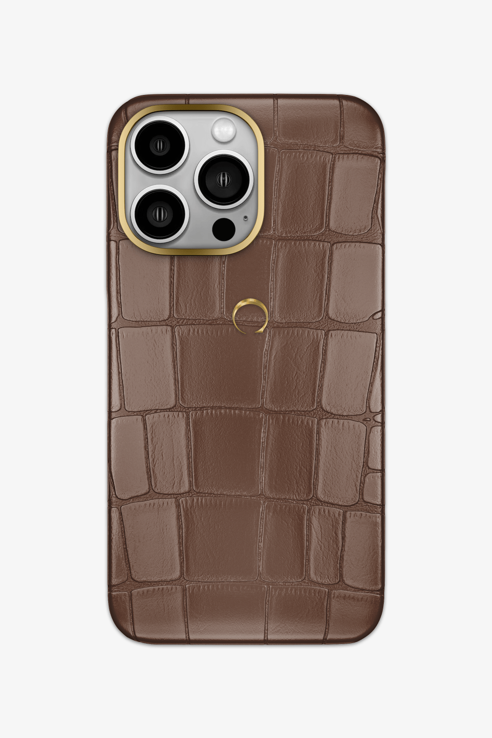 Cocoa Alligator Case for iPhone 15 Pro - Gold / Cocoa - zollofrance
