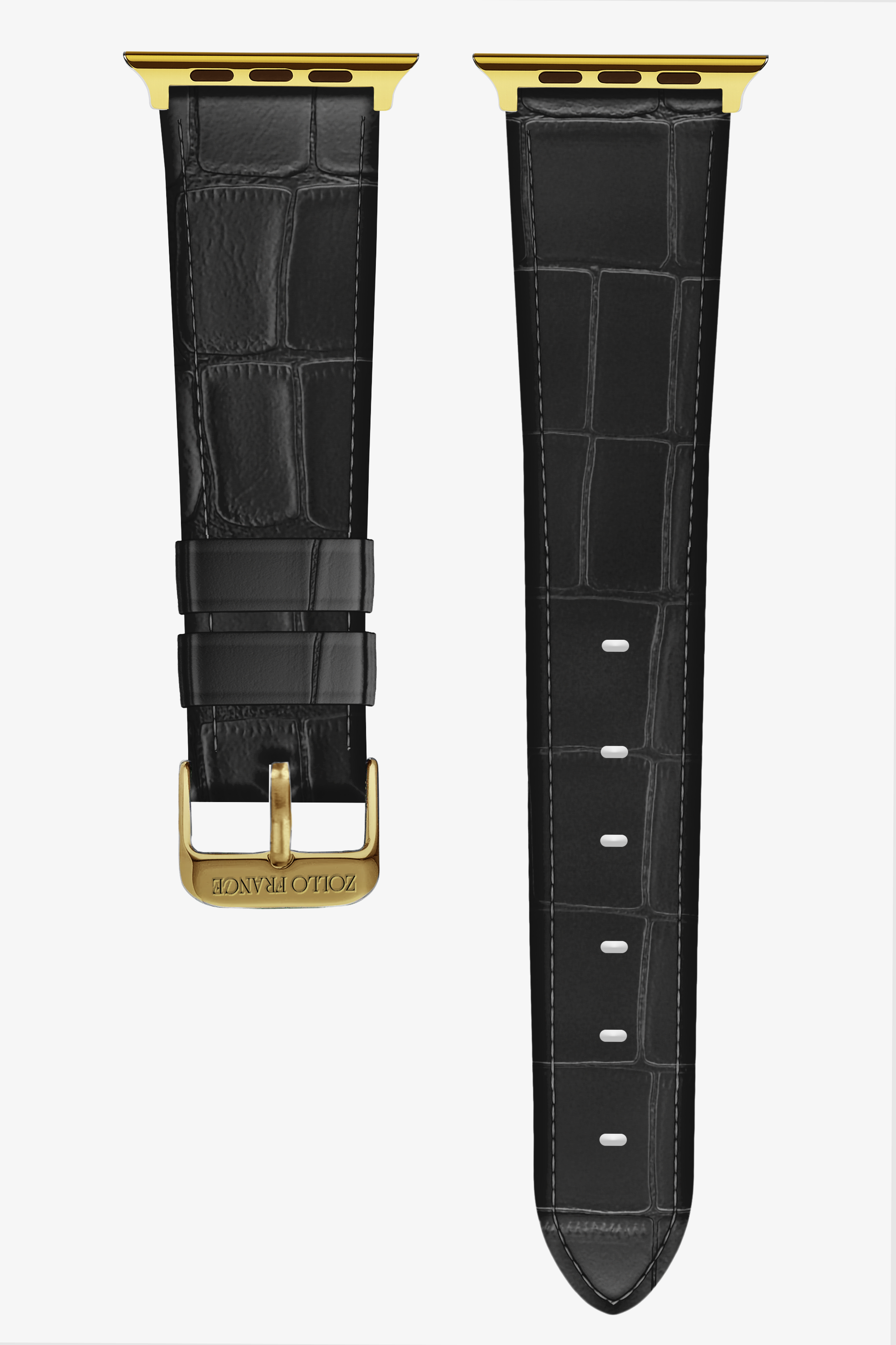 Black Alligator Apple Watch Straps - Gold / Ultra (49mm) - zollofrance