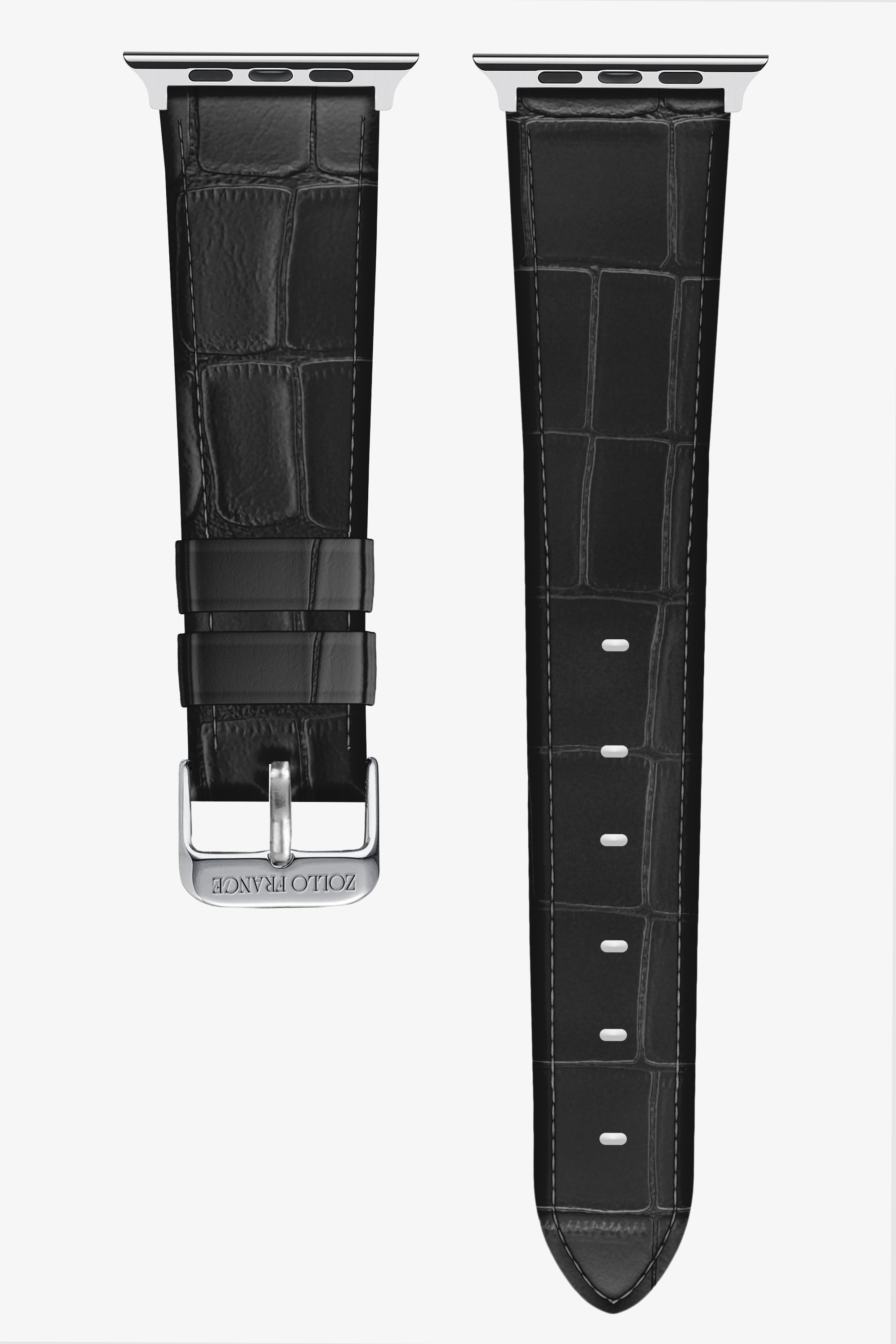 Black Alligator Apple Watch Straps - Stainless Steel / Series 8 (41mm) - zollofrance
