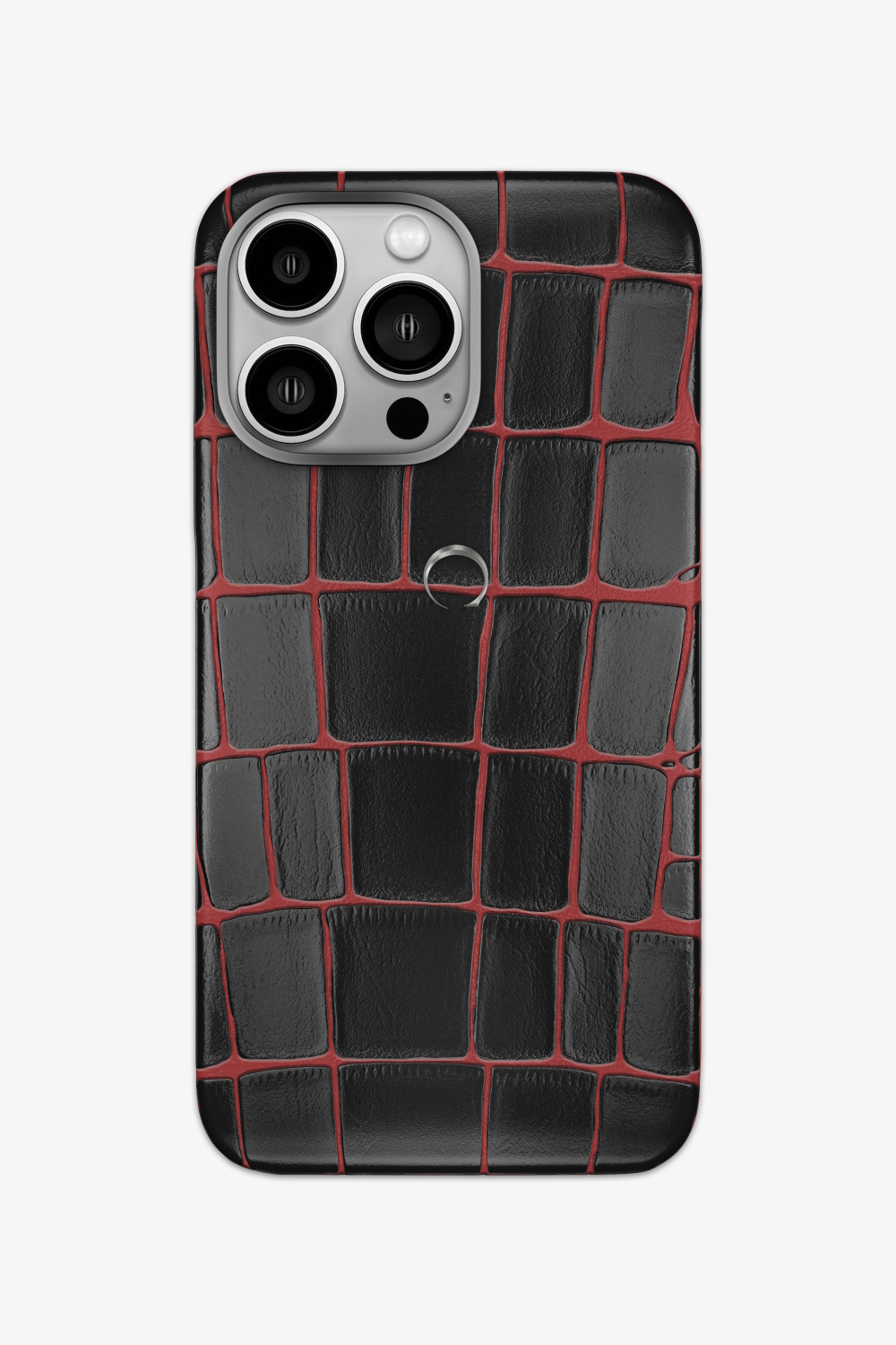 Dual Tone Exotic Alligator Case for iPhone 15 Pro - Stainless Steel / Black Orange - zollofrance