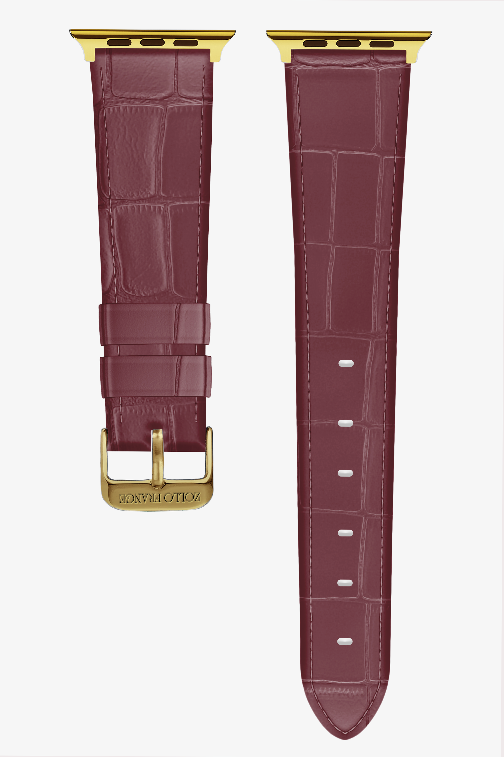 Burgundy Alligator Apple Watch Straps - Gold / Ultra (49mm) - zollofrance