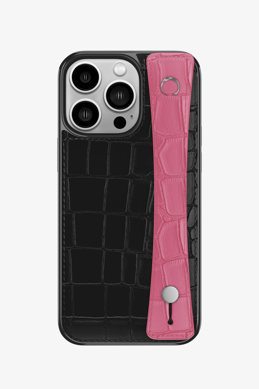 Alligator Sports Strap Case for iPhone 15 Pro - Black / Pink - zollofrance