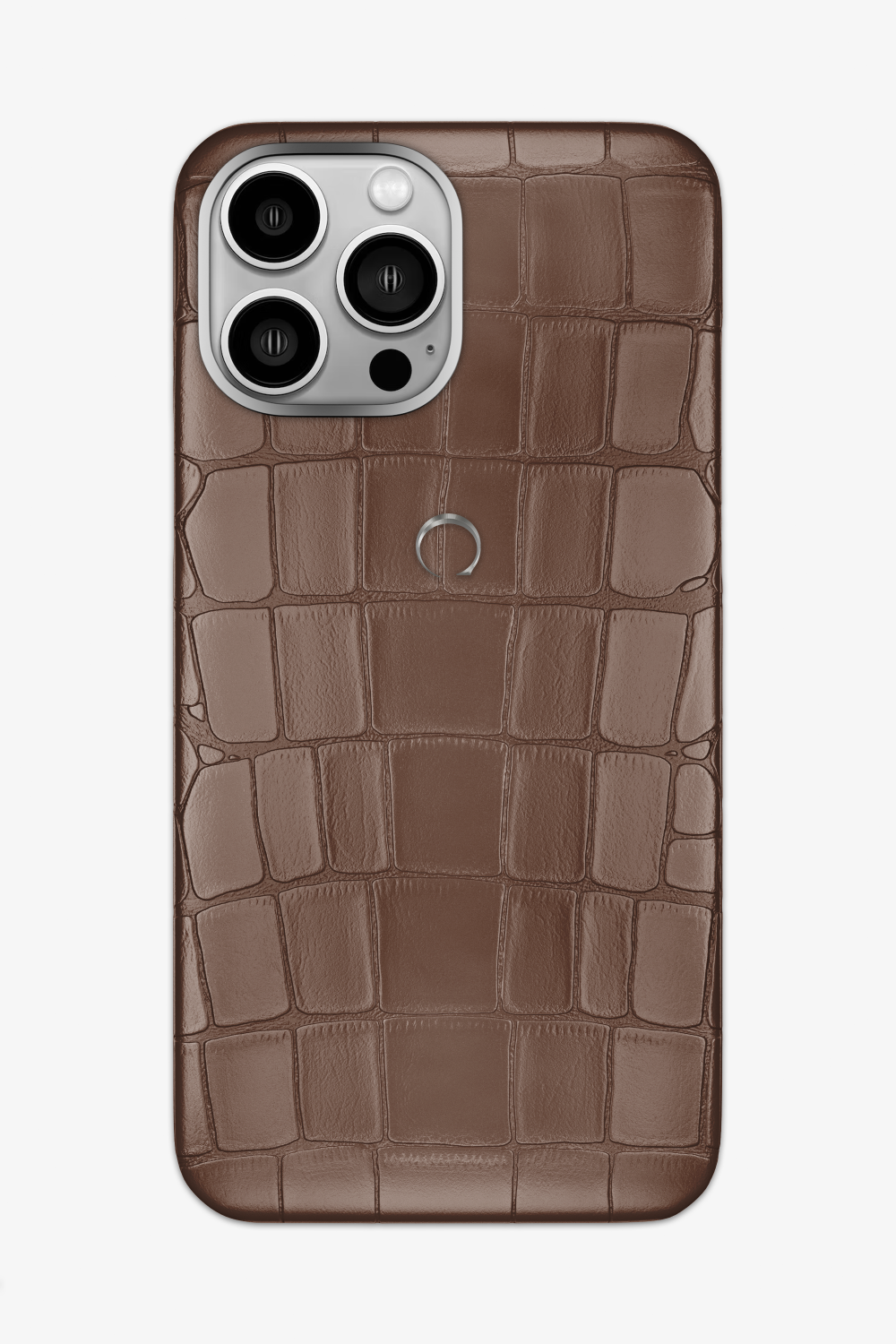 Cocoa Alligator Case for iPhone 14 Pro Max - Stainless Steel / Cocoa - zollofrance