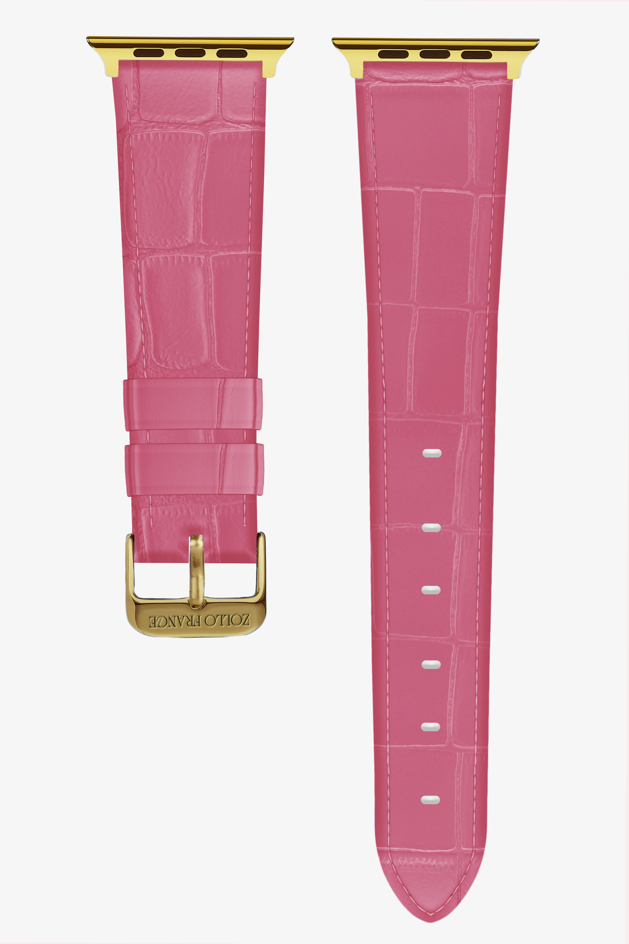 Pink Alligator Apple Watch Straps - Gold / Ultra (49mm) - zollofrance