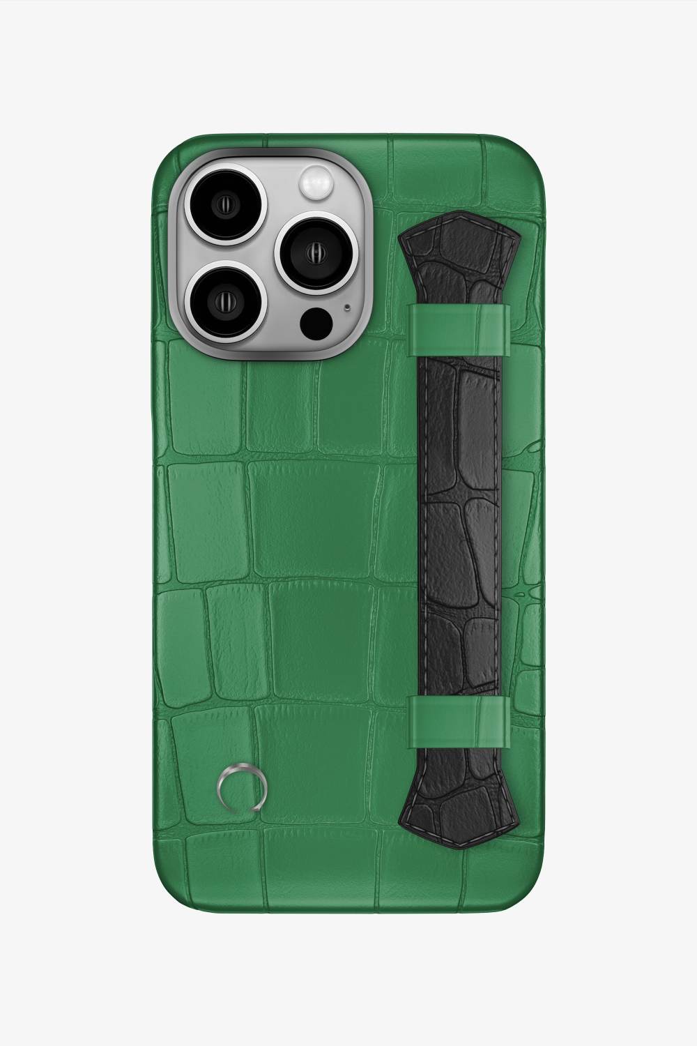 Double Headed Alligator Strap Case for iPhone 15 Pro - Green Emerald / Black - zollofrance