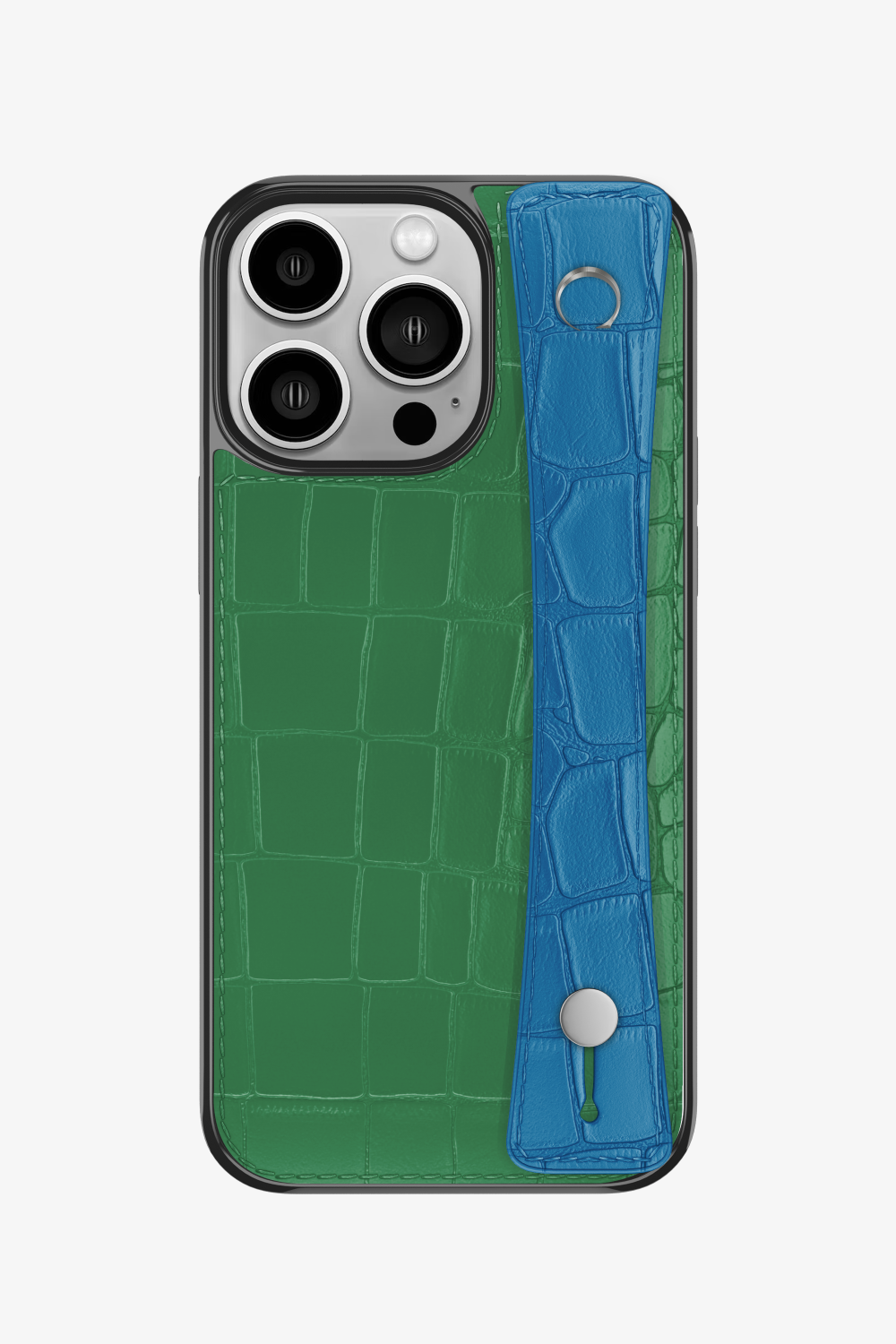 Alligator Sports Strap Case for iPhone 15 Pro - Green Emerald / Blue Lagoon - zollofrance