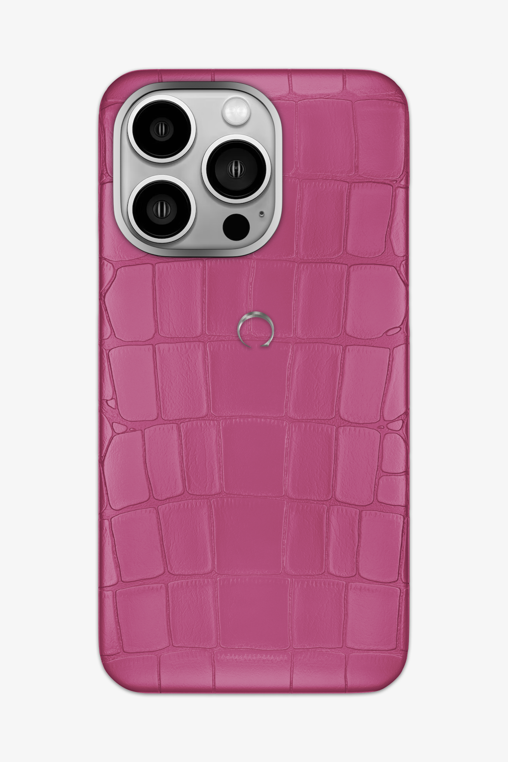 Pink Fuchsia Alligator Case for iPhone 14 Series - 14 Pro Max / Stainless Steel / Pink Fuchsia - zollofrance