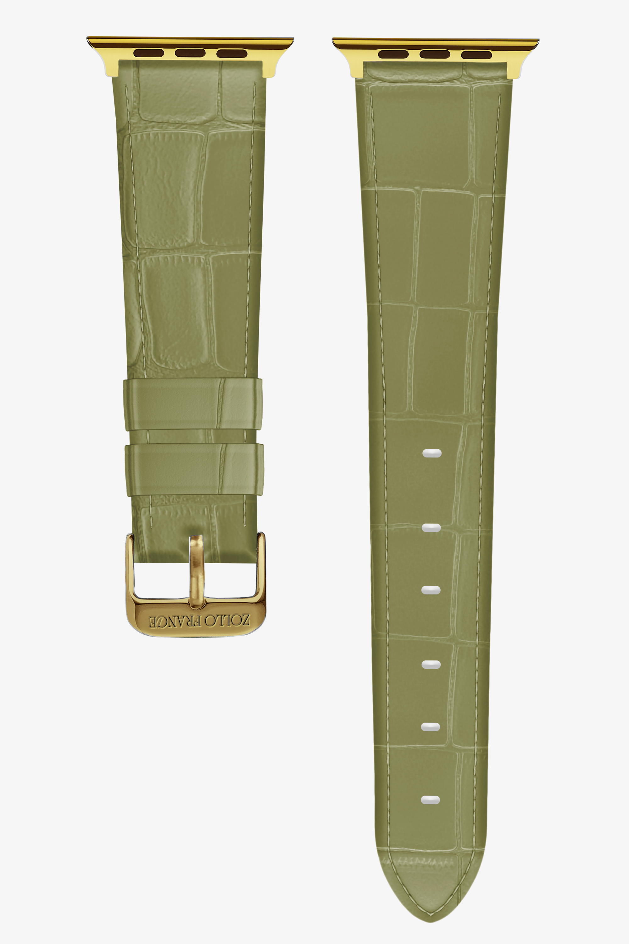 Khaki Alligator Apple Watch Straps - Gold / Ultra (49mm) - zollofrance