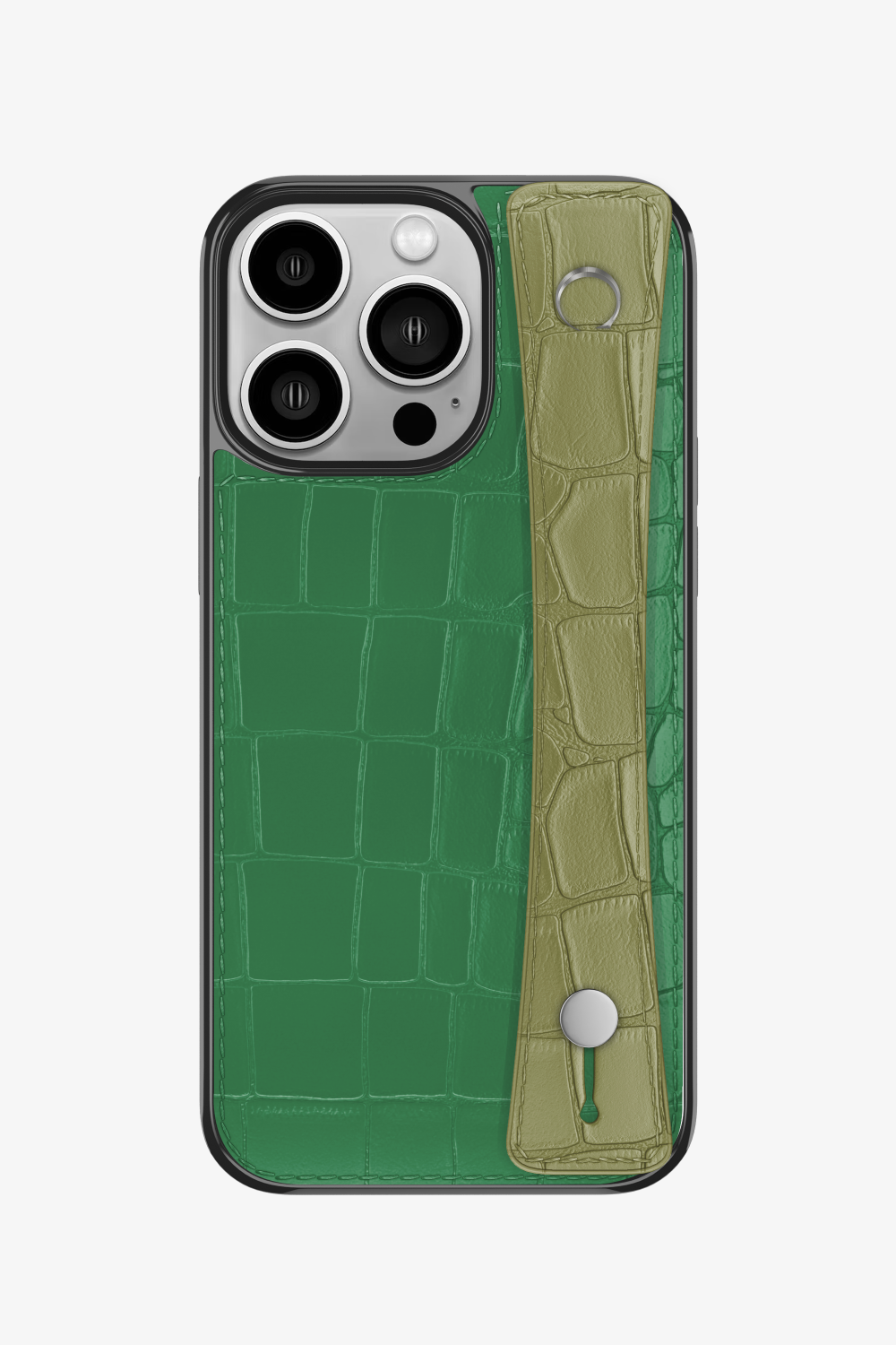 Alligator Sports Strap Case for iPhone 15 Pro - Green Emerald / Khaki - zollofrance