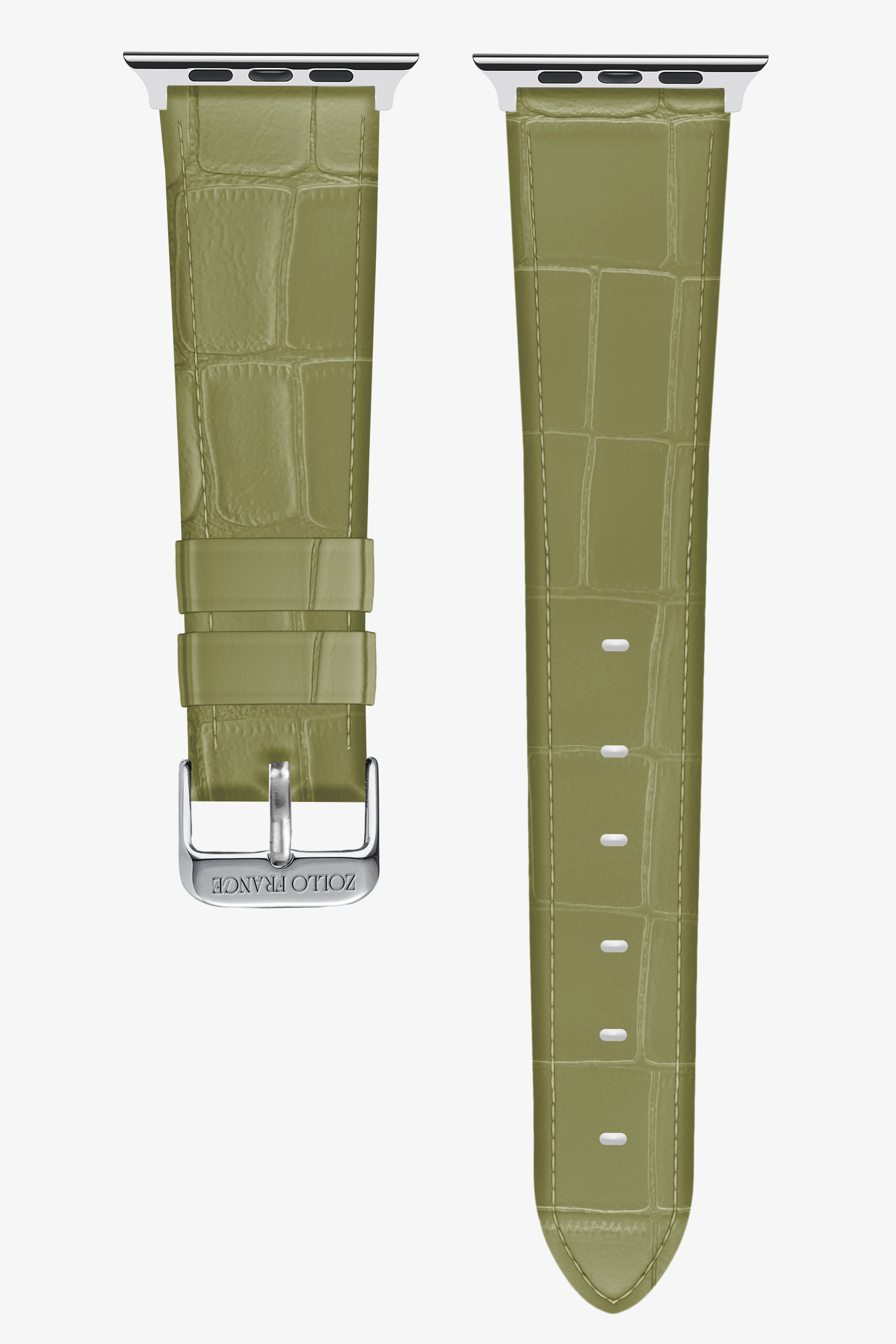 Khaki Alligator Apple Watch Straps - Stainless Steel / Series 8 (45mm) - zollofrance