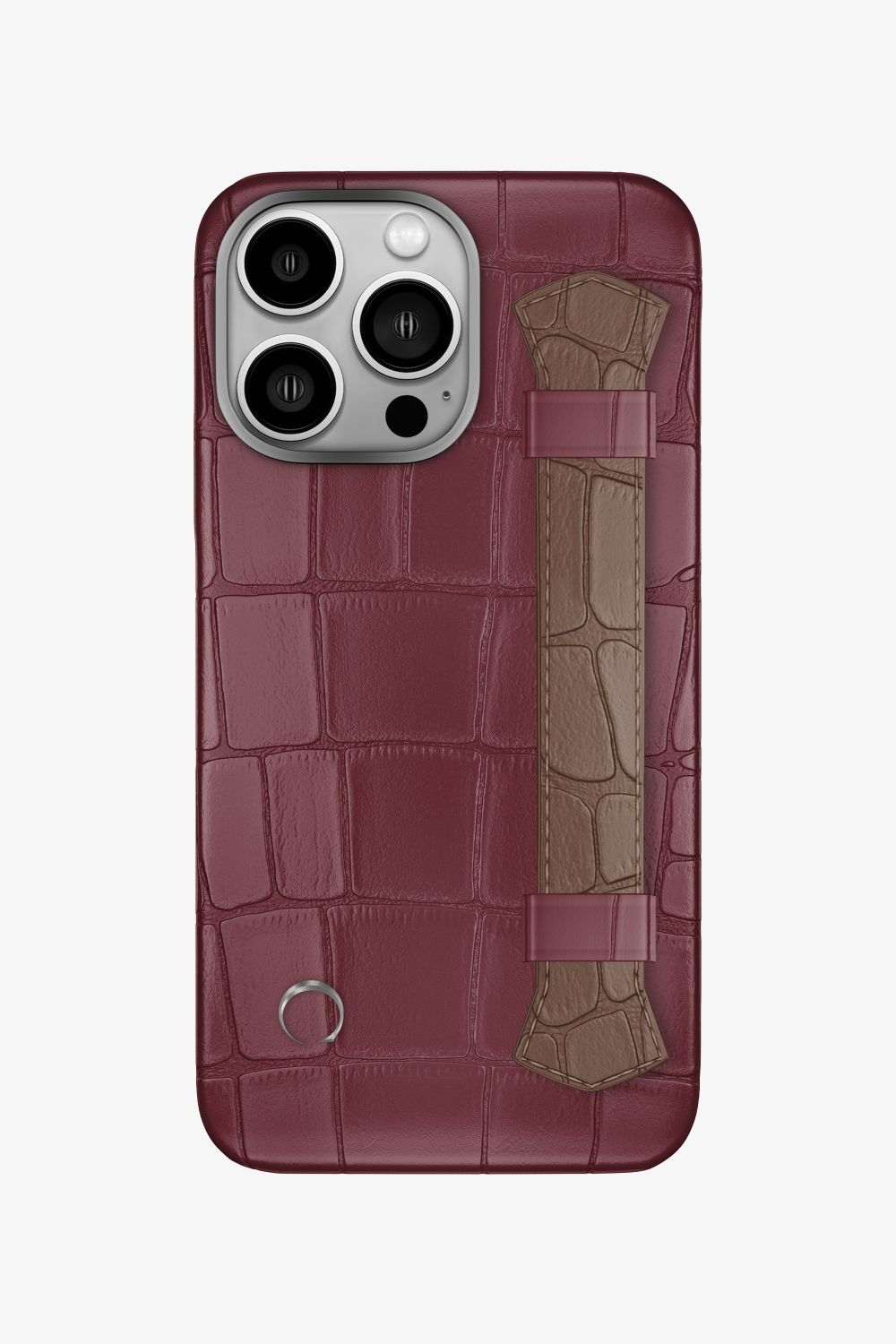Double Headed Alligator Strap Case for iPhone 15 Pro - Burgundy / Cocoa - zollofrance