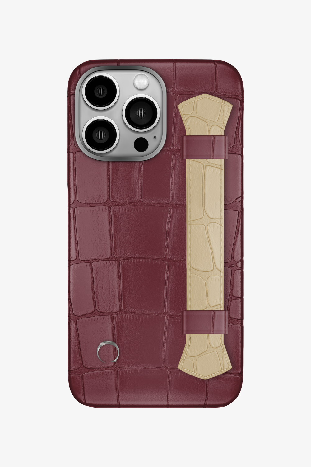 Double Headed Alligator Strap Case for iPhone 15 Pro - Burgundy / Vanilla - zollofrance