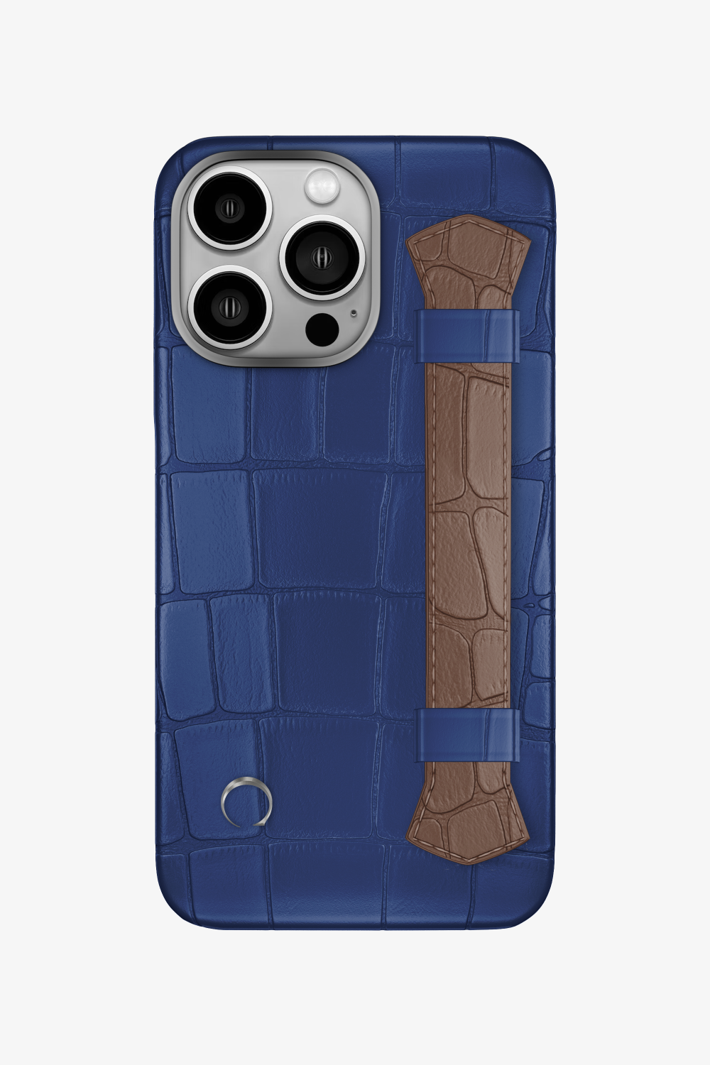 Double Headed Alligator Strap Case for iPhone 14 Pro - Navy Blue / Cocoa - zollofrance
