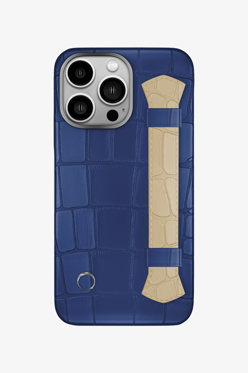 Double Headed Alligator Strap Case for iPhone 15 Pro - Navy Blue / Vanilla - zollofrance