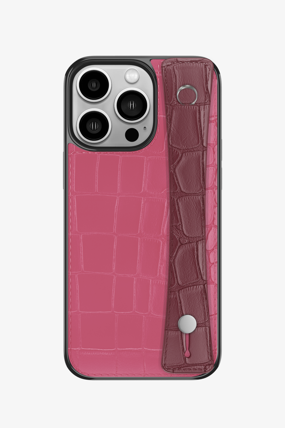 Alligator Sports Strap Case for iPhone 15 Pro - Pink / Burgundy - zollofrance