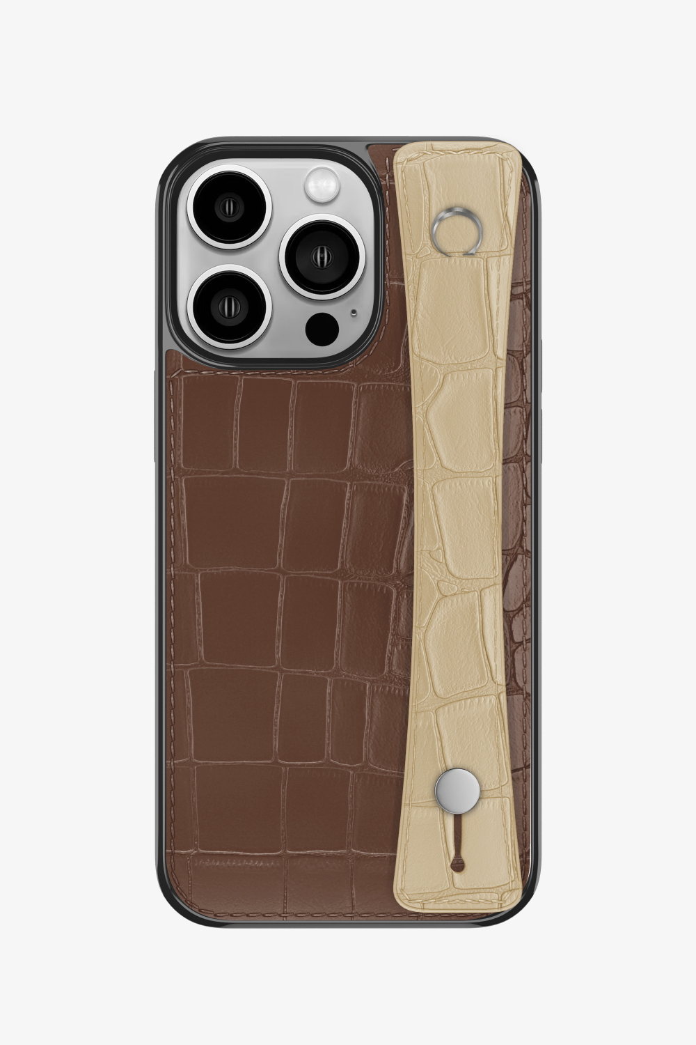 Alligator Sports Strap Case for iPhone 15 Pro - Cocoa / Vanilla - zollofrance