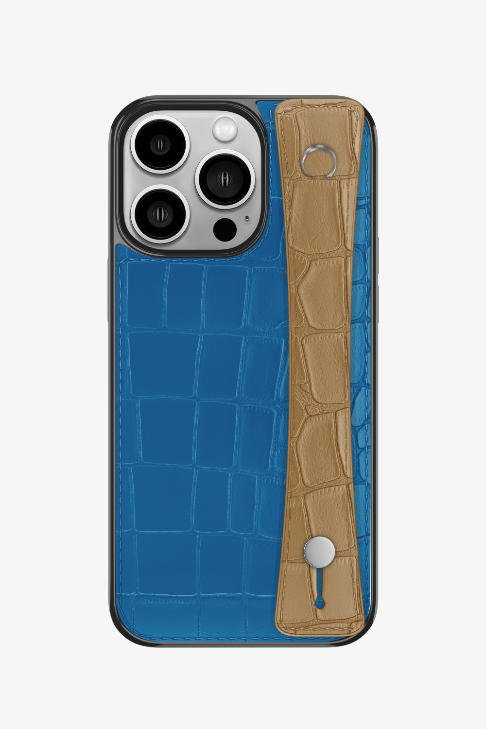 Alligator Sports Strap Case for iPhone 15 Pro - Blue Lagoon / Latte - zollofrance