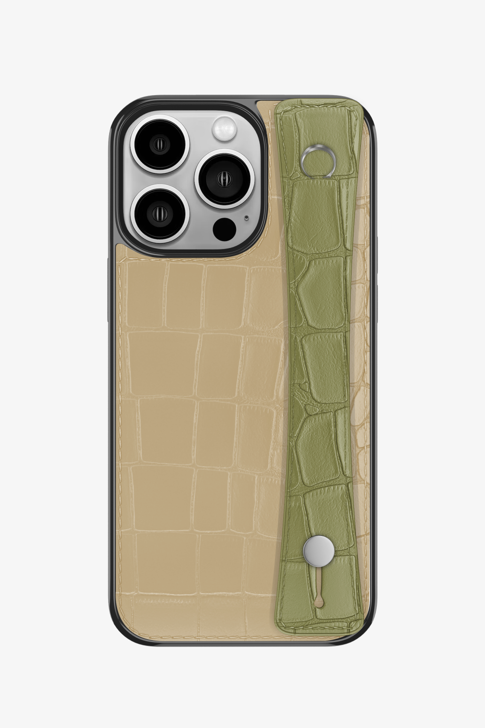 Alligator Sports Strap Case for iPhone 15 Pro - Vanilla / Khaki - zollofrance