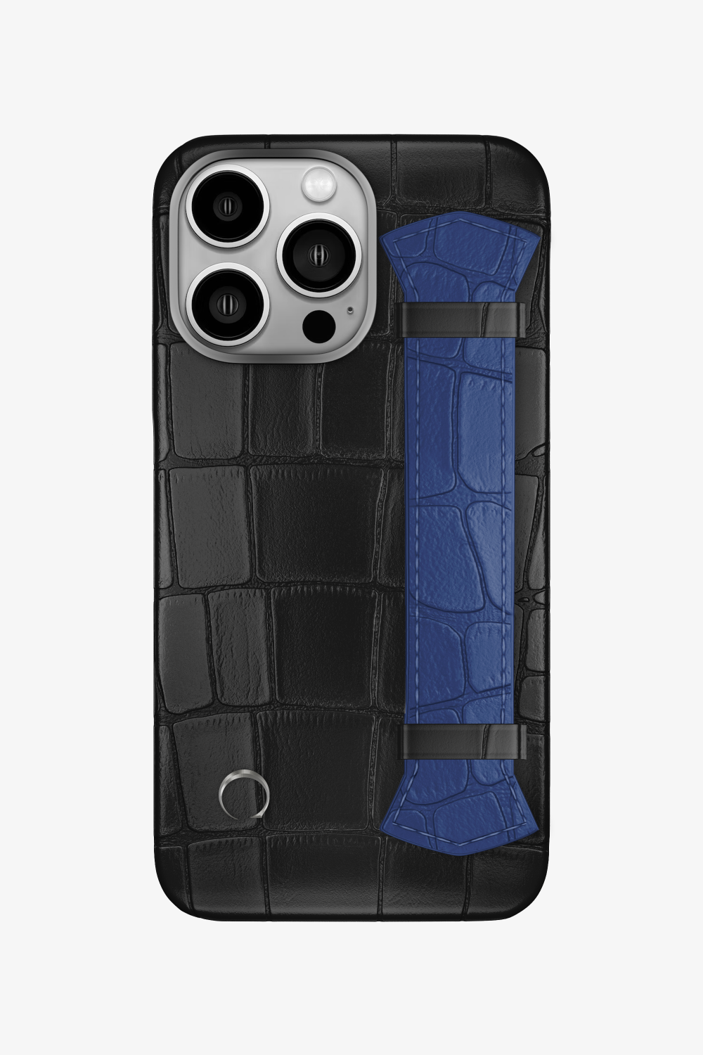 Majestic Alligator Strap Case for iPhone 15 Pro - Black / Navy Blue - zollofrance