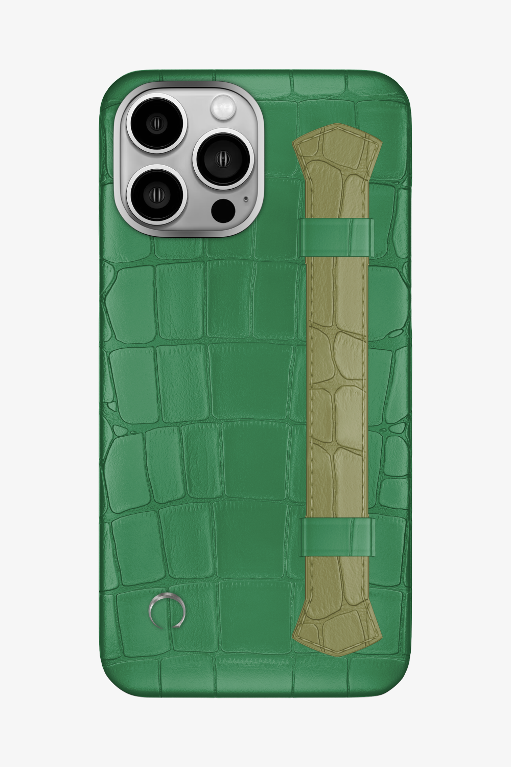 Double Headed Alligator Strap Case for iPhone 14 Pro Max - Green Emerald / Khaki - zollofrance