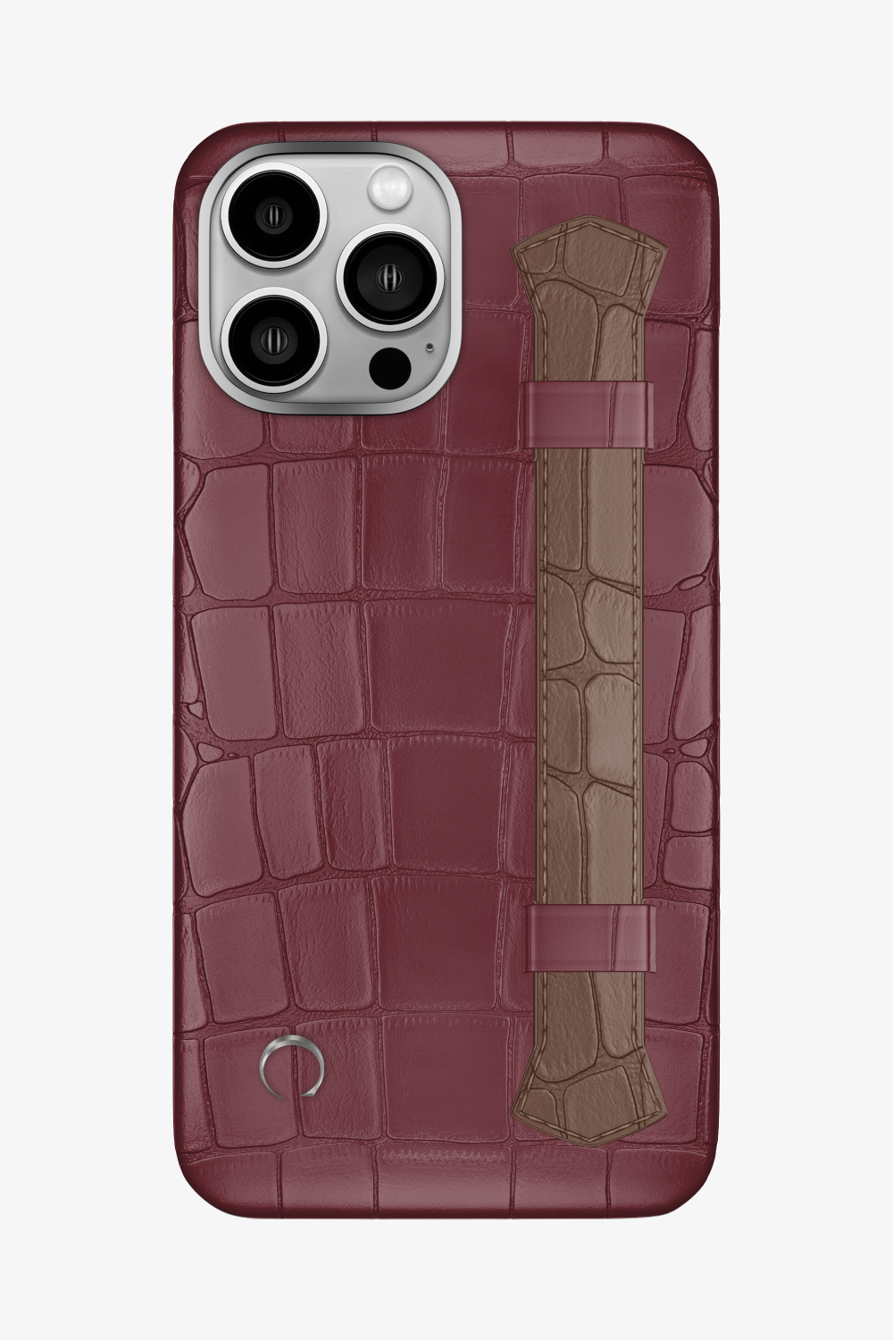 Double Headed Alligator Strap Case for iPhone 14 Pro Max - Burgundy / Cocoa - zollofrance