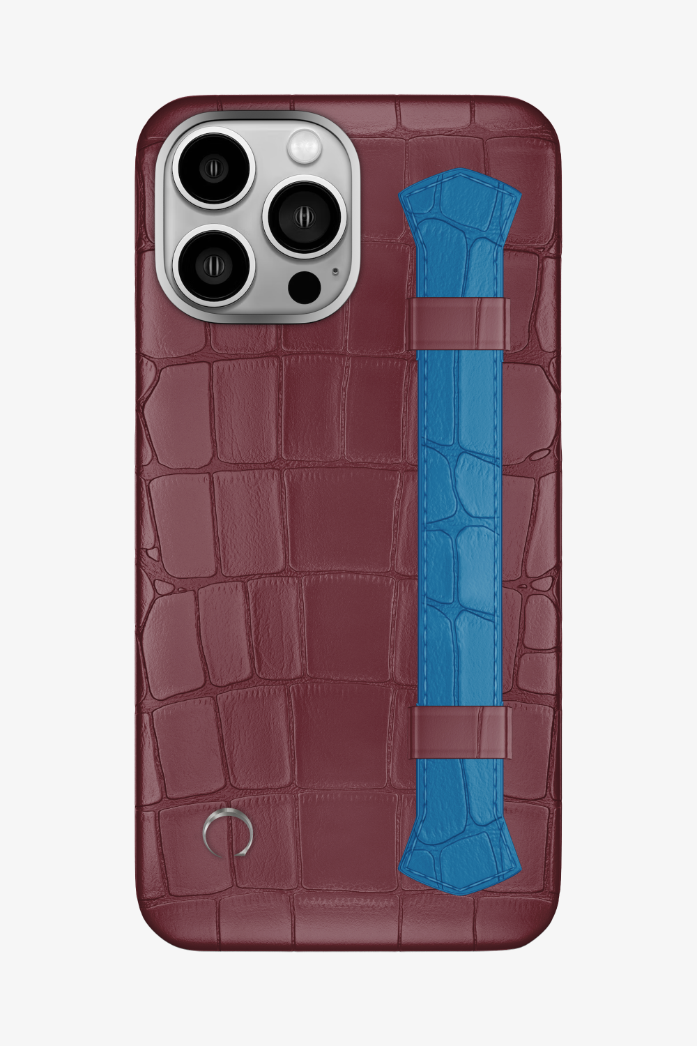 Double Headed Alligator Strap Case for iPhone 14 Pro Max - Burgundy / Blue Lagoon - zollofrance