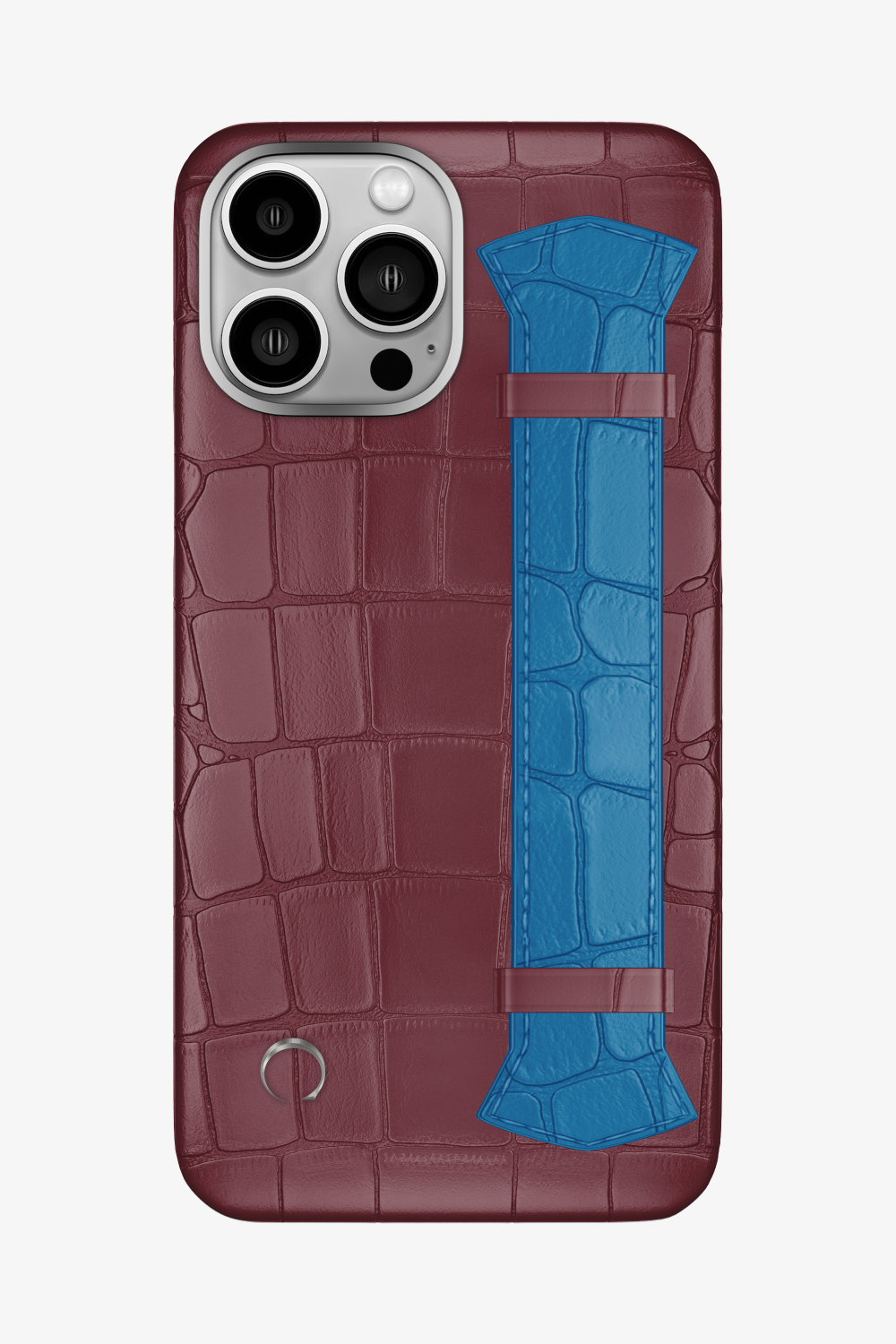 Majestic Alligator Strap Case for iPhone 14 Pro Max - Burgundy / Blue Lagoon - zollofrance