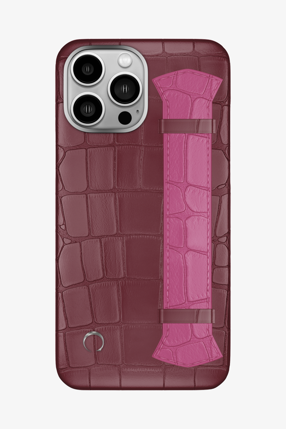 Majestic Alligator Strap Case for iPhone 14 Pro Max - Burgundy / Pink Fuchsia - zollofrance
