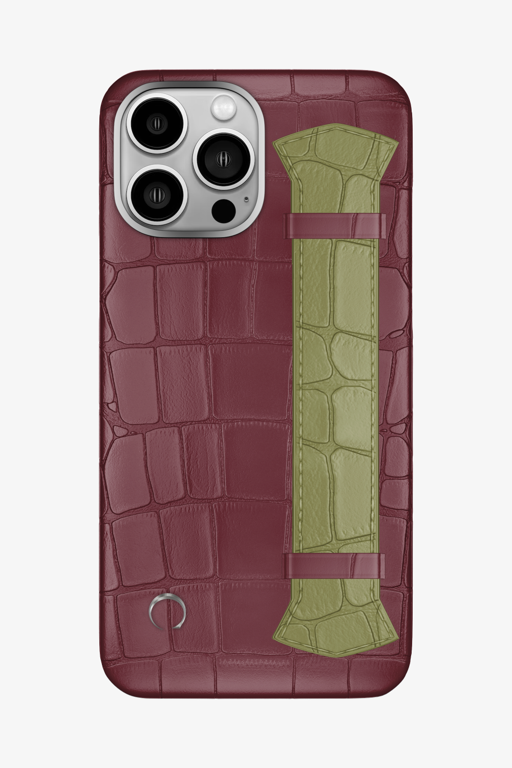 Majestic Alligator Strap Case for iPhone 15 Pro Max - Burgundy / Khaki - zollofrance