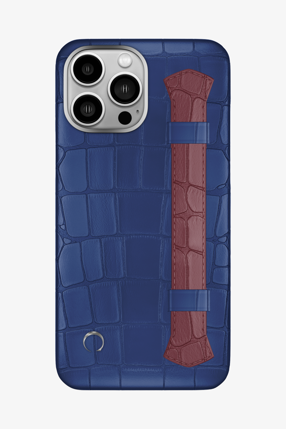 Double Headed Alligator Strap Case for iPhone 15 Pro Max - Navy Blue / Burgundy - zollofrance