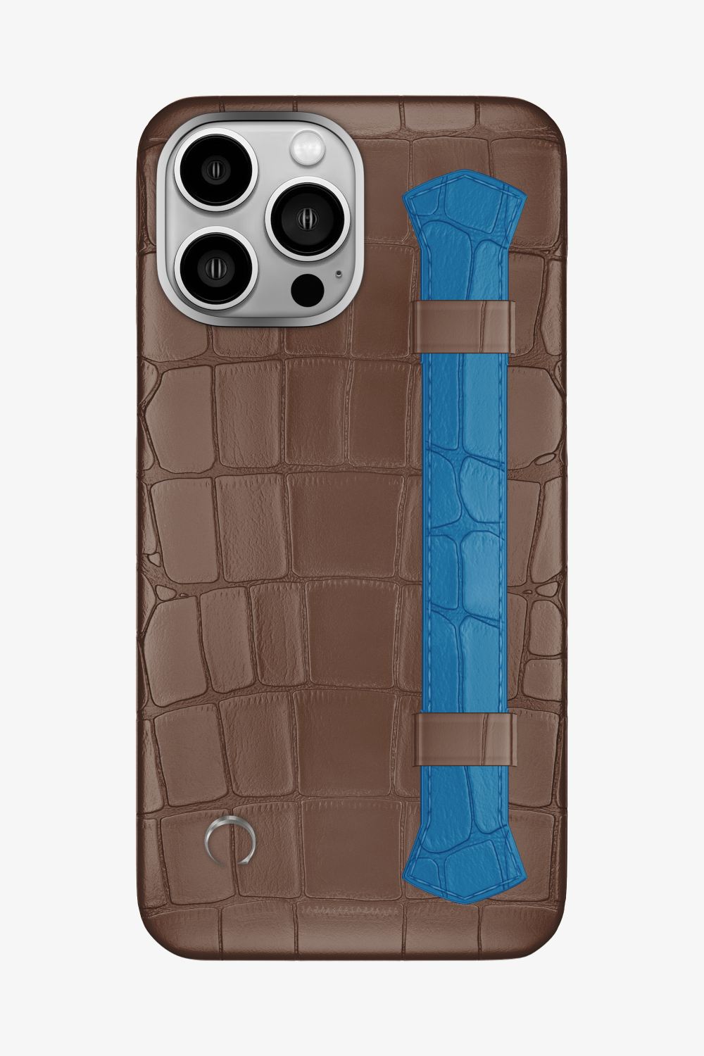 Double Headed Alligator Strap Case for iPhone 15 Pro Max - Cocoa / Blue Lagoon - zollofrance