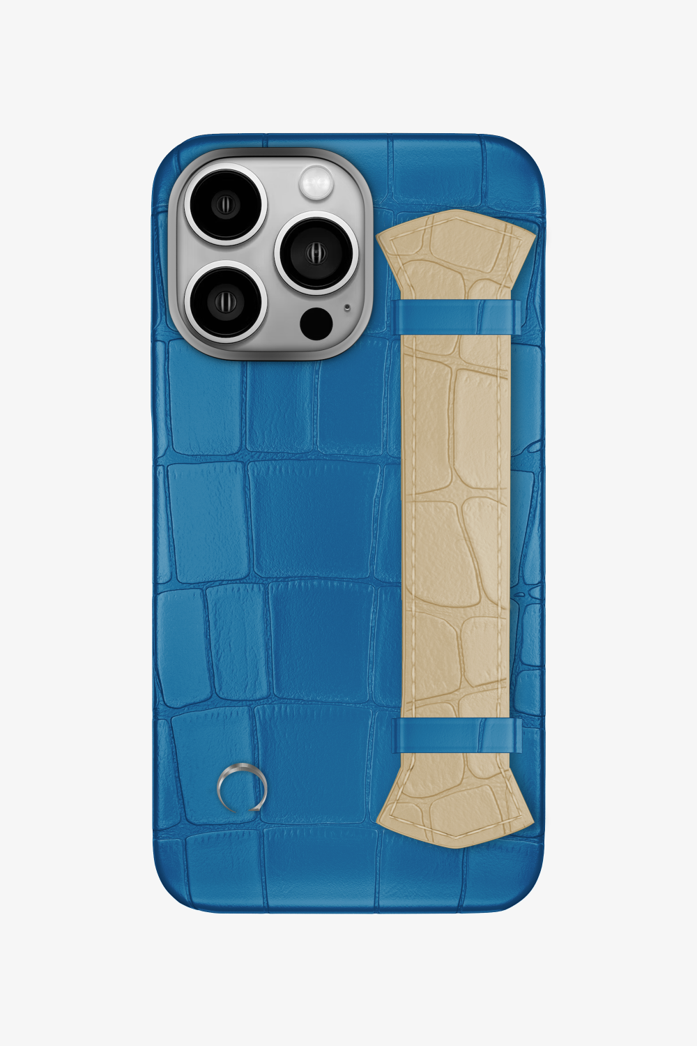 Majestic Alligator Strap Case for iPhone 15 Pro - Blue Lagoon / Vanilla - zollofrance