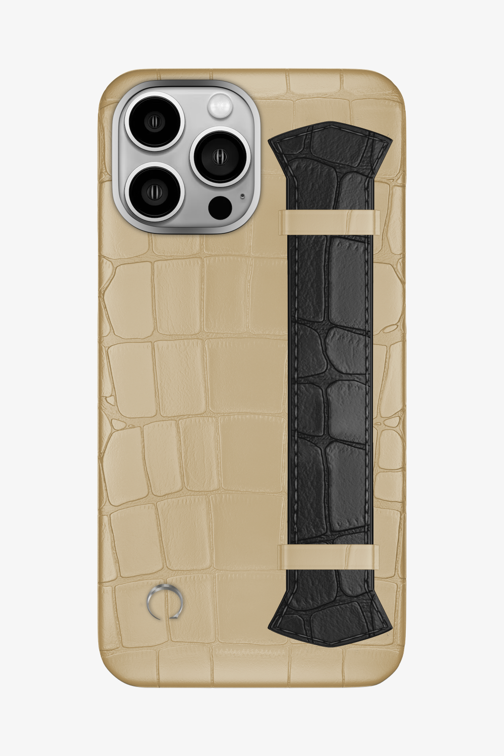 Majestic Alligator Strap Case for iPhone 15 Pro Max - Vanilla / Black - zollofrance