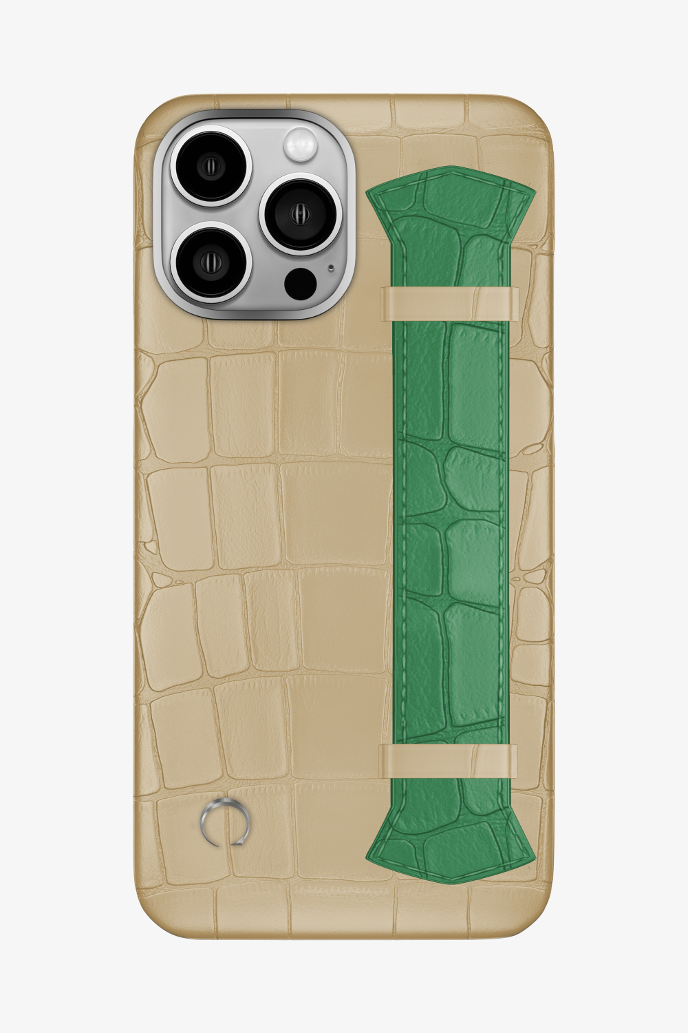 Majestic Alligator Strap Case for iPhone 15 Pro Max - Vanilla / Green Emerald - zollofrance