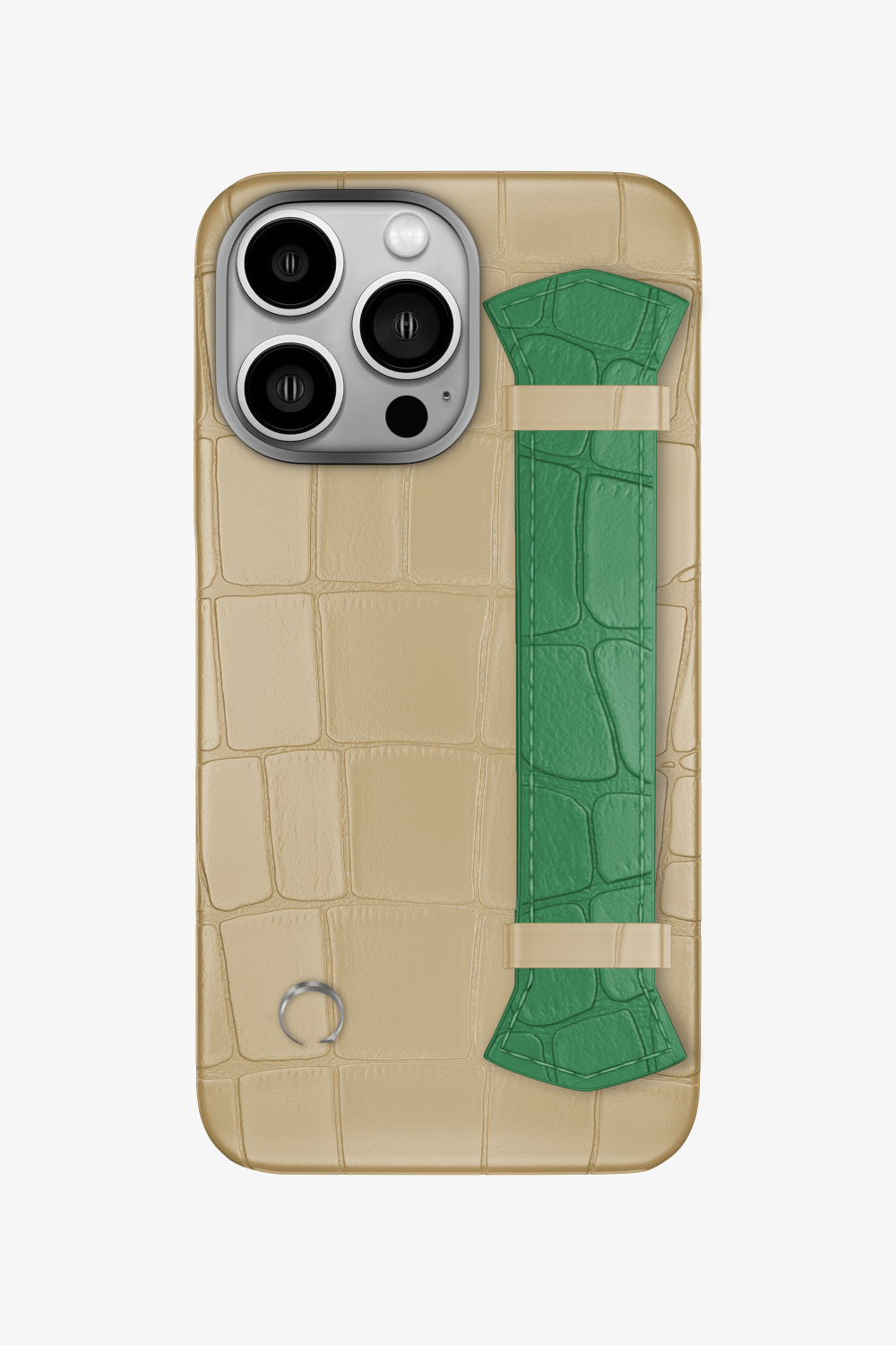 Majestic Alligator Strap Case for iPhone 14 Pro - Vanilla / Green Emerald - zollofrance