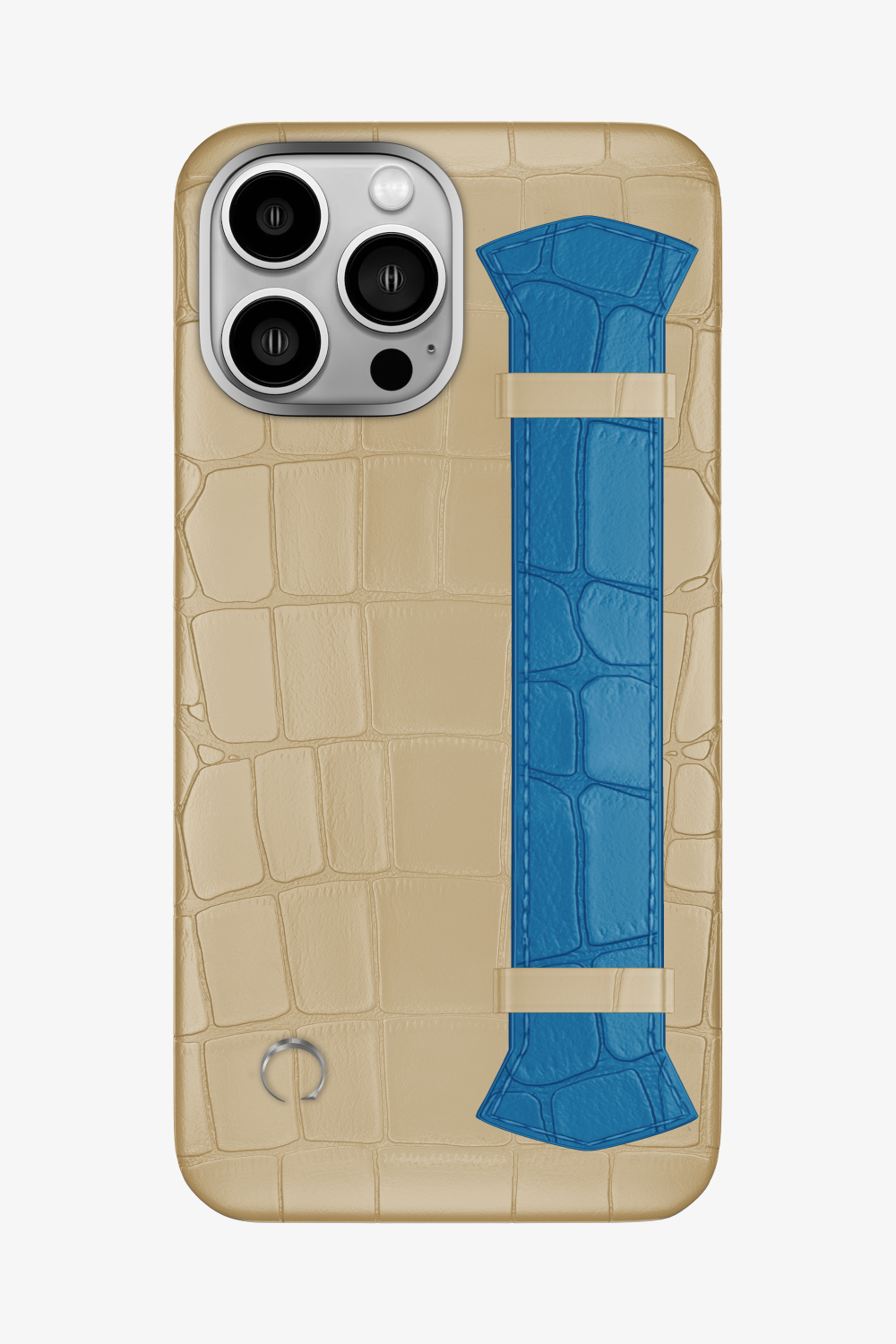 Majestic Alligator Strap Case for iPhone 14 Pro Max - Vanilla / Blue Lagoon - zollofrance