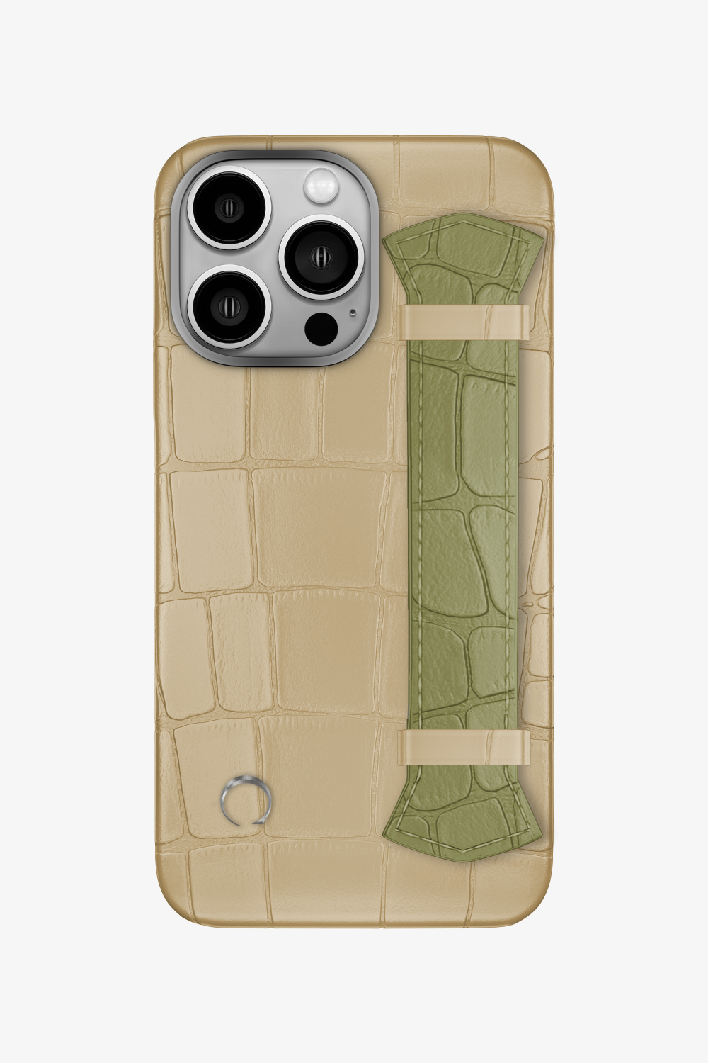 Majestic Alligator Strap Case for iPhone 14 Pro - Vanilla / Khaki - zollofrance