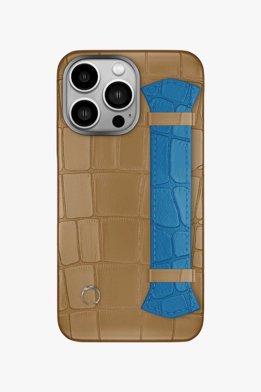 Majestic Alligator Strap Case for iPhone 14 Pro - Latte / Blue Lagoon - zollofrance