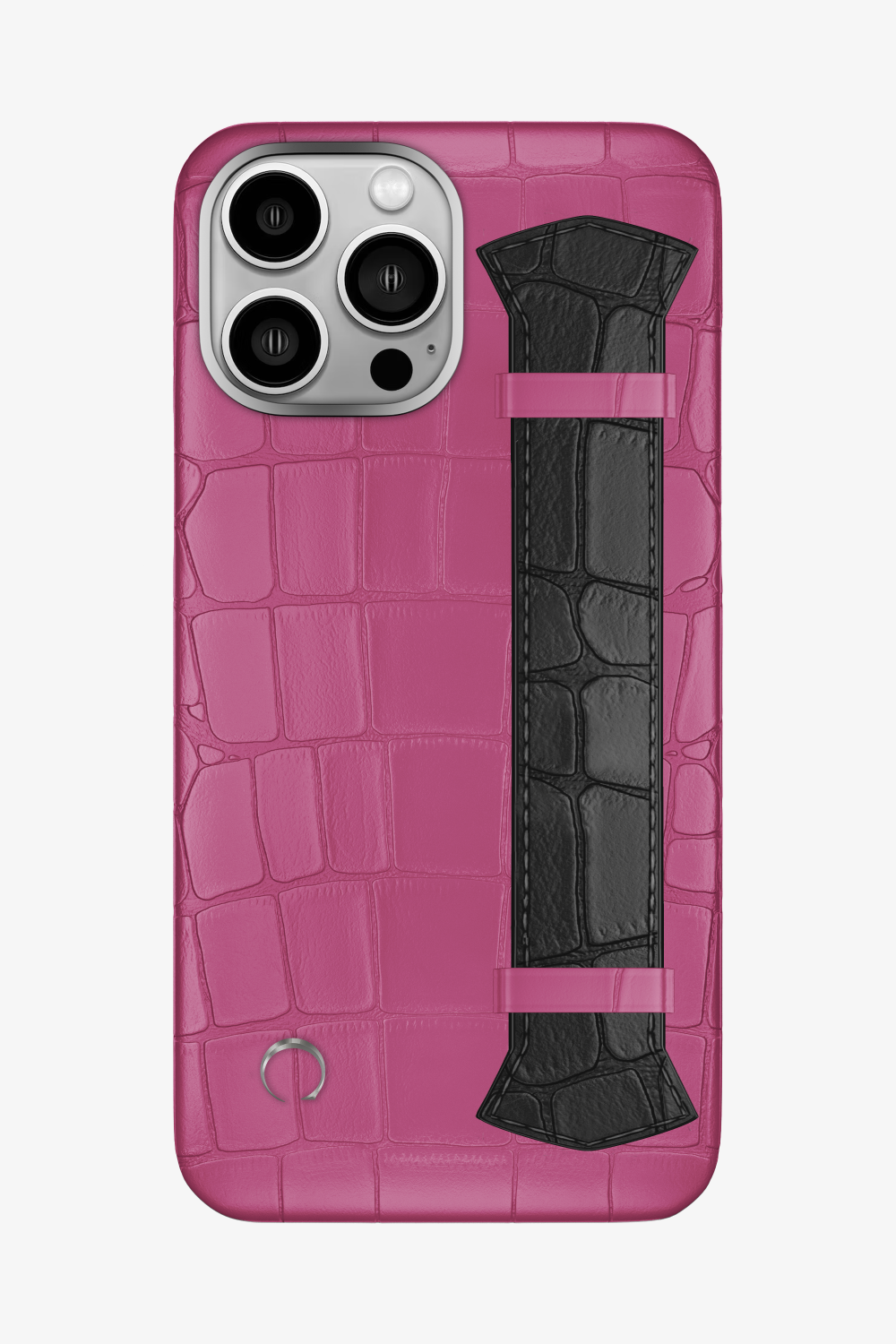 Majestic Alligator Strap Case for iPhone 15 Pro Max - Pink Fuchsia / Black - zollofrance