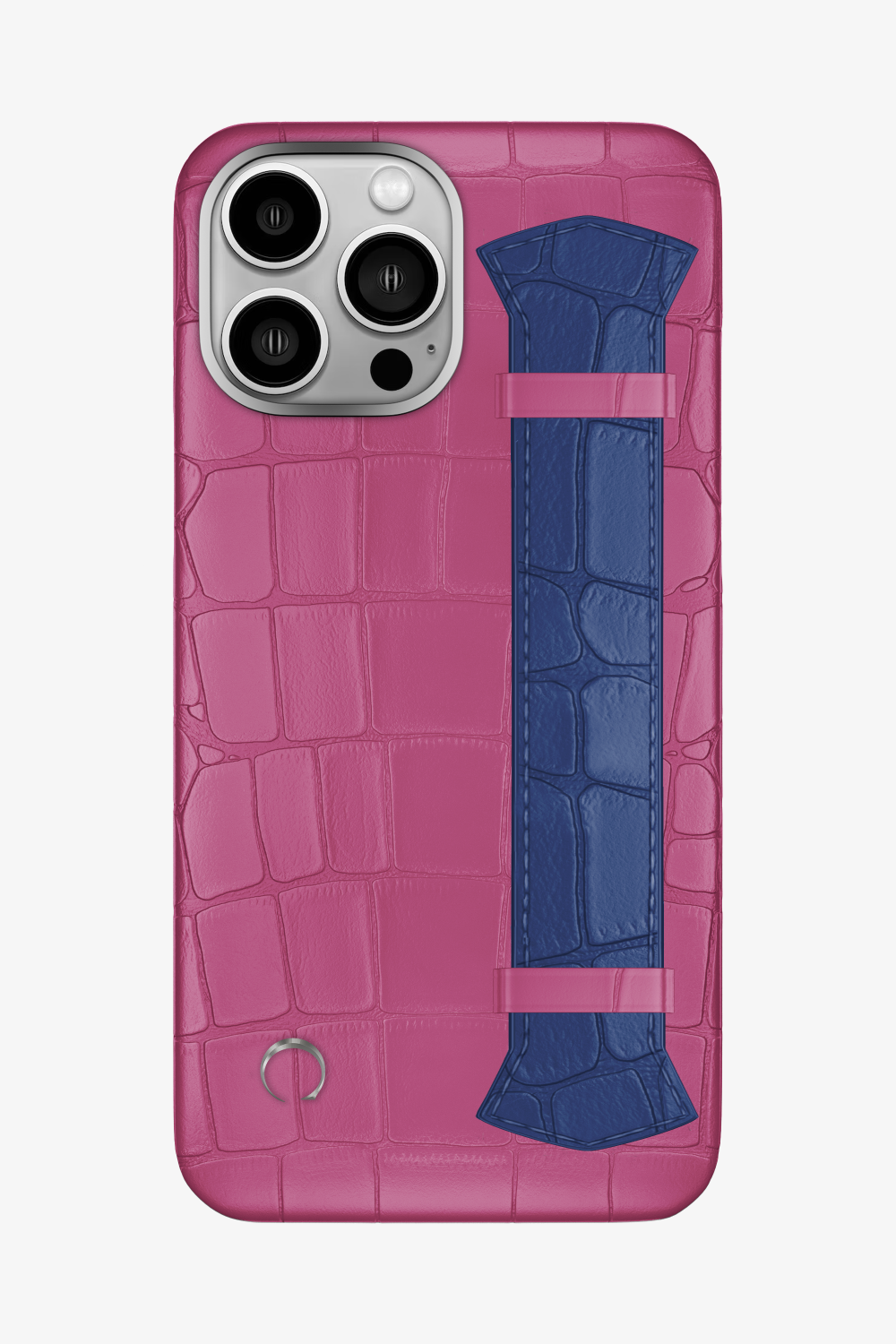Majestic Alligator Strap Case for iPhone 15 Pro Max - Pink Fuchsia / Navy Blue - zollofrance