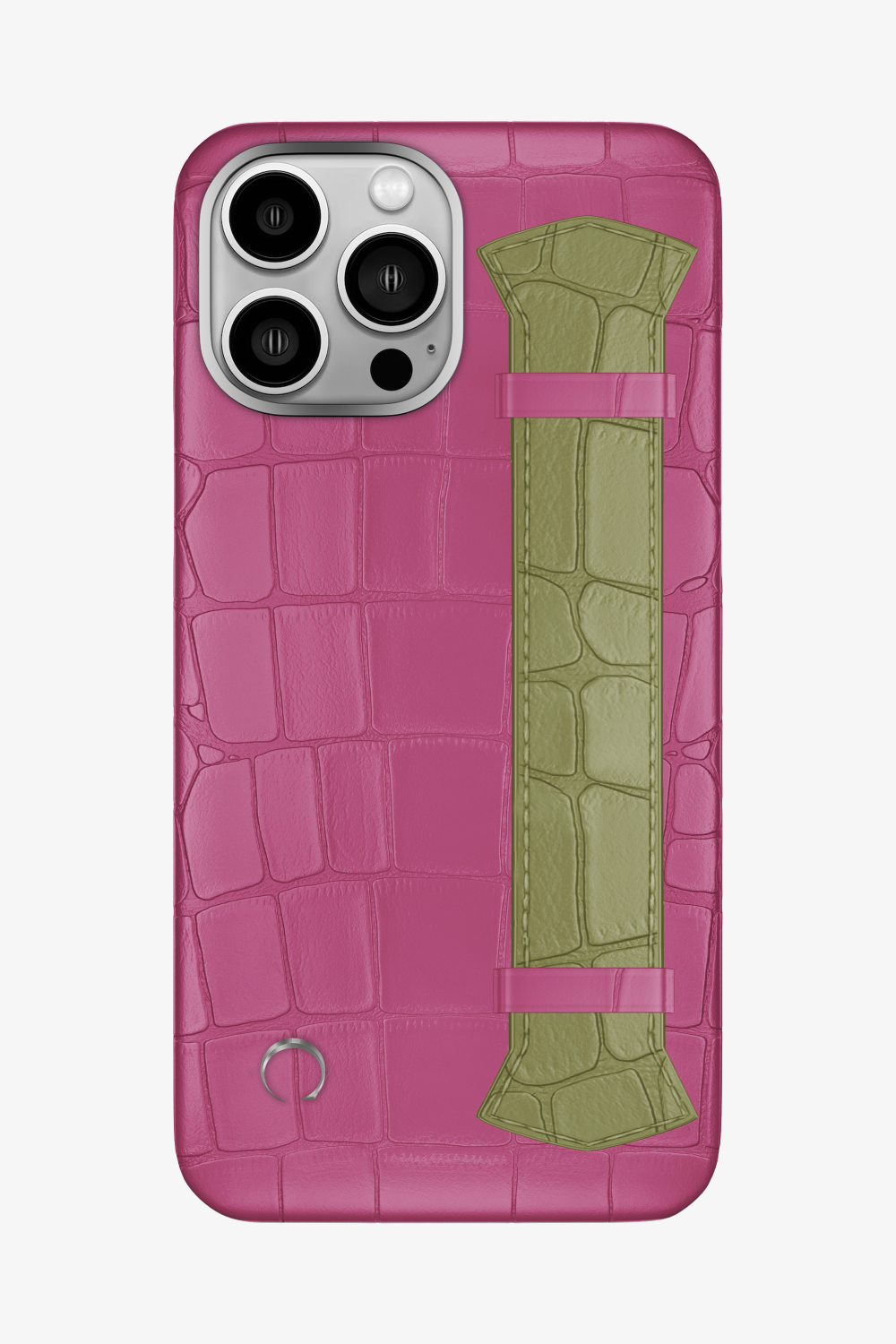 Majestic Alligator Strap Case for iPhone 15 Pro Max - Pink Fuchsia / Khaki - zollofrance