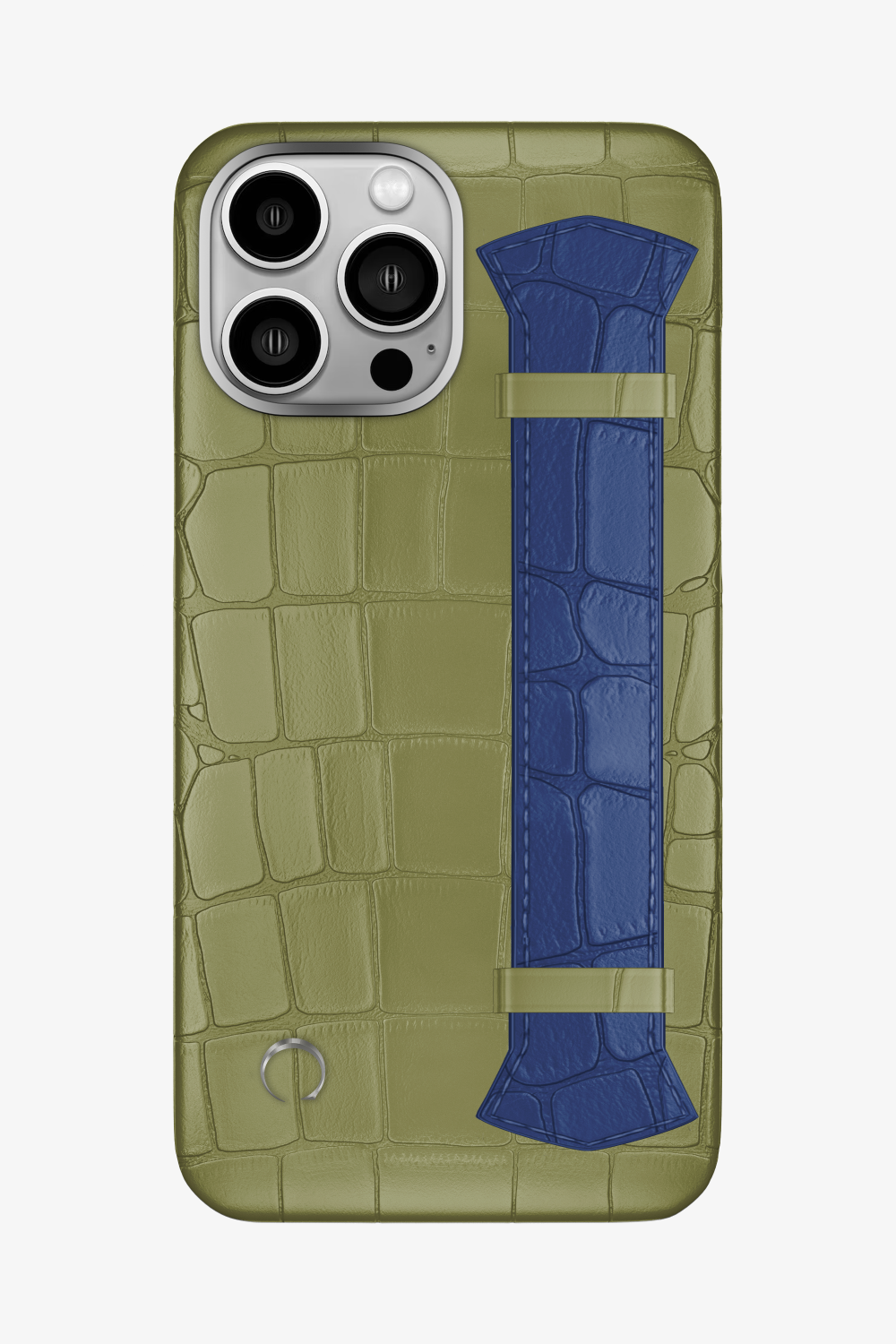 Majestic Alligator Strap Case for iPhone 14 Pro Max - Khaki / Navy Blue - zollofrance
