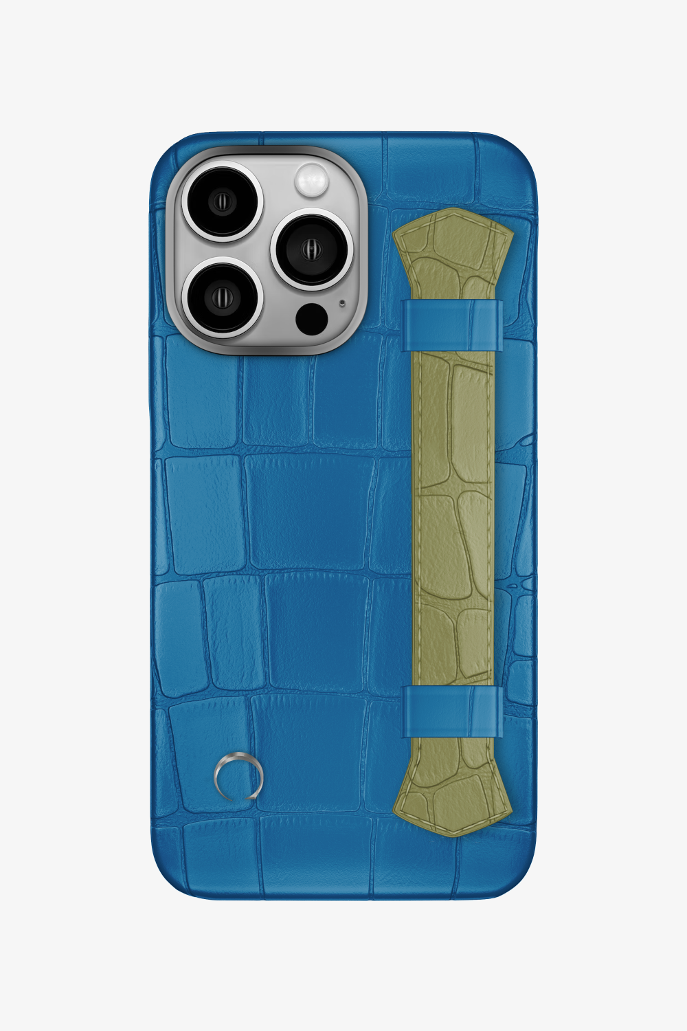 Double Headed Alligator Strap Case for iPhone 15 Pro - Blue Lagoon / Khaki - zollofrance